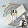Premium Infinity Collection Gold & White Flatware Set - 20-Piece Elegant Dinnerware for Formal Dining, Parties & Special Occasions