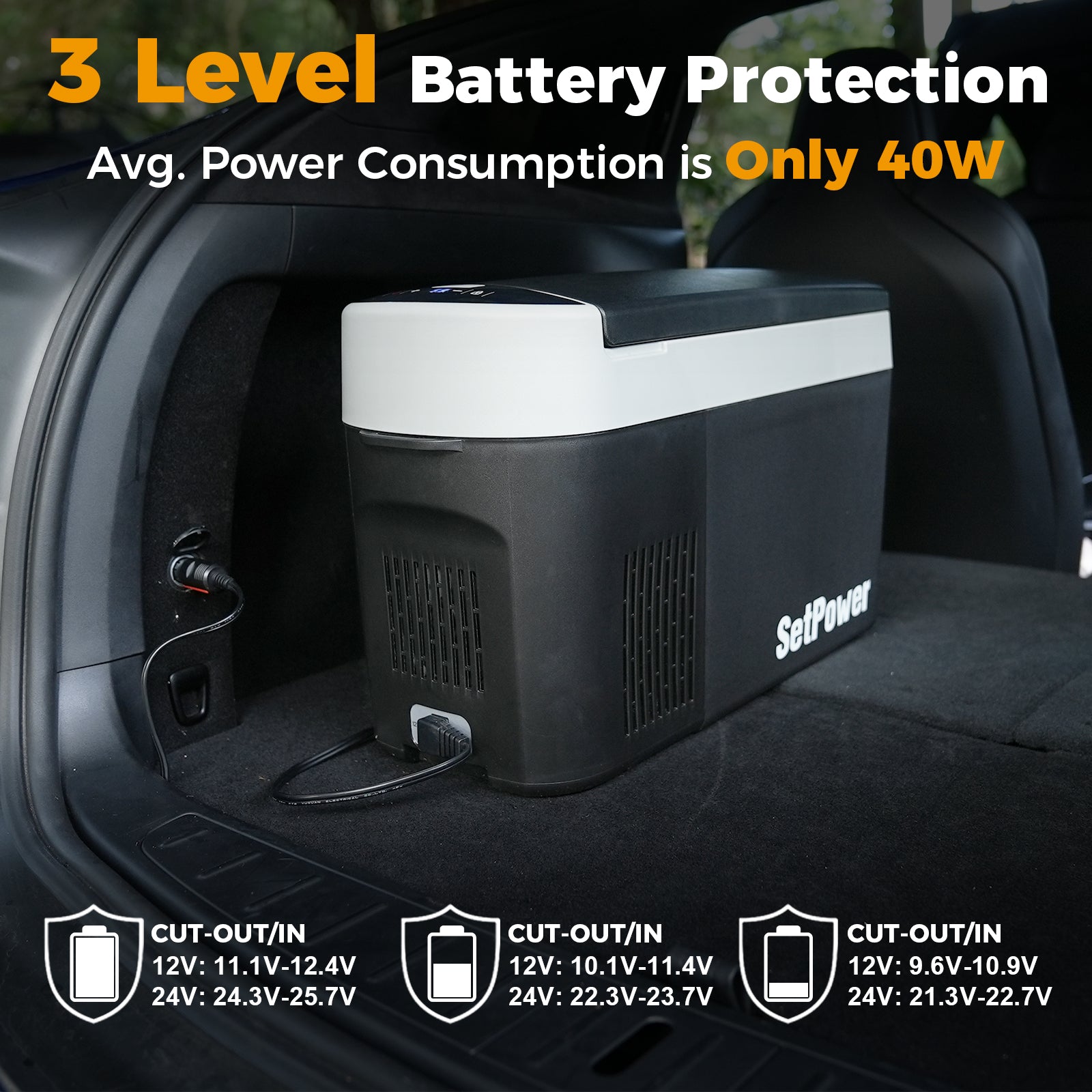 Setpower AB16 12V Car Refrigerator 16Qt Portable Freezer for Truck, RV, Camping - Keep Food Fresh on Road Trips & Outdoor Adventures