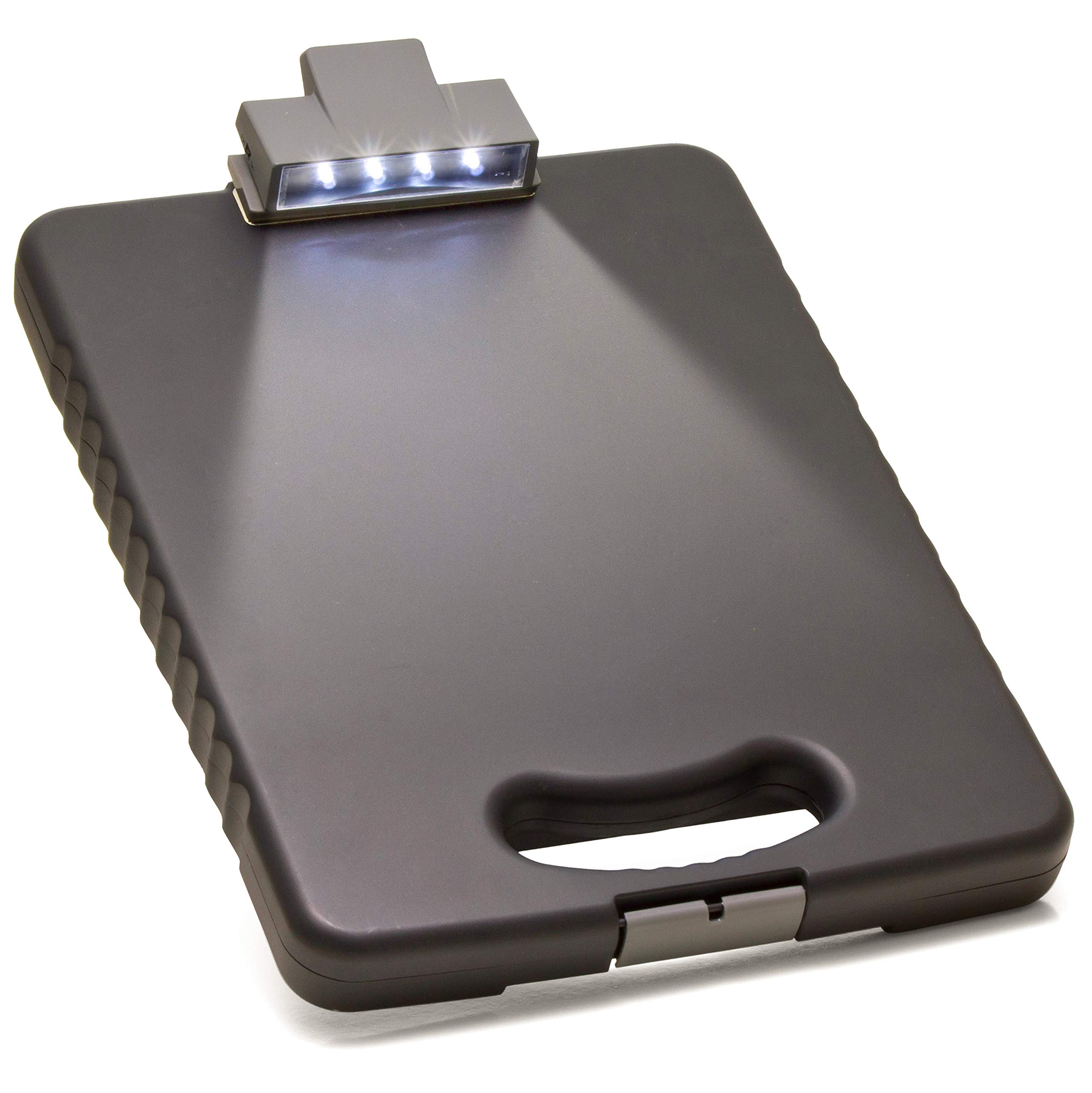 Officemate Deluxe Letter/A4 Size Tablet Clipboard Case with LED Light - Charcoal (83316) - Perfect for Office, School, and Home Organization