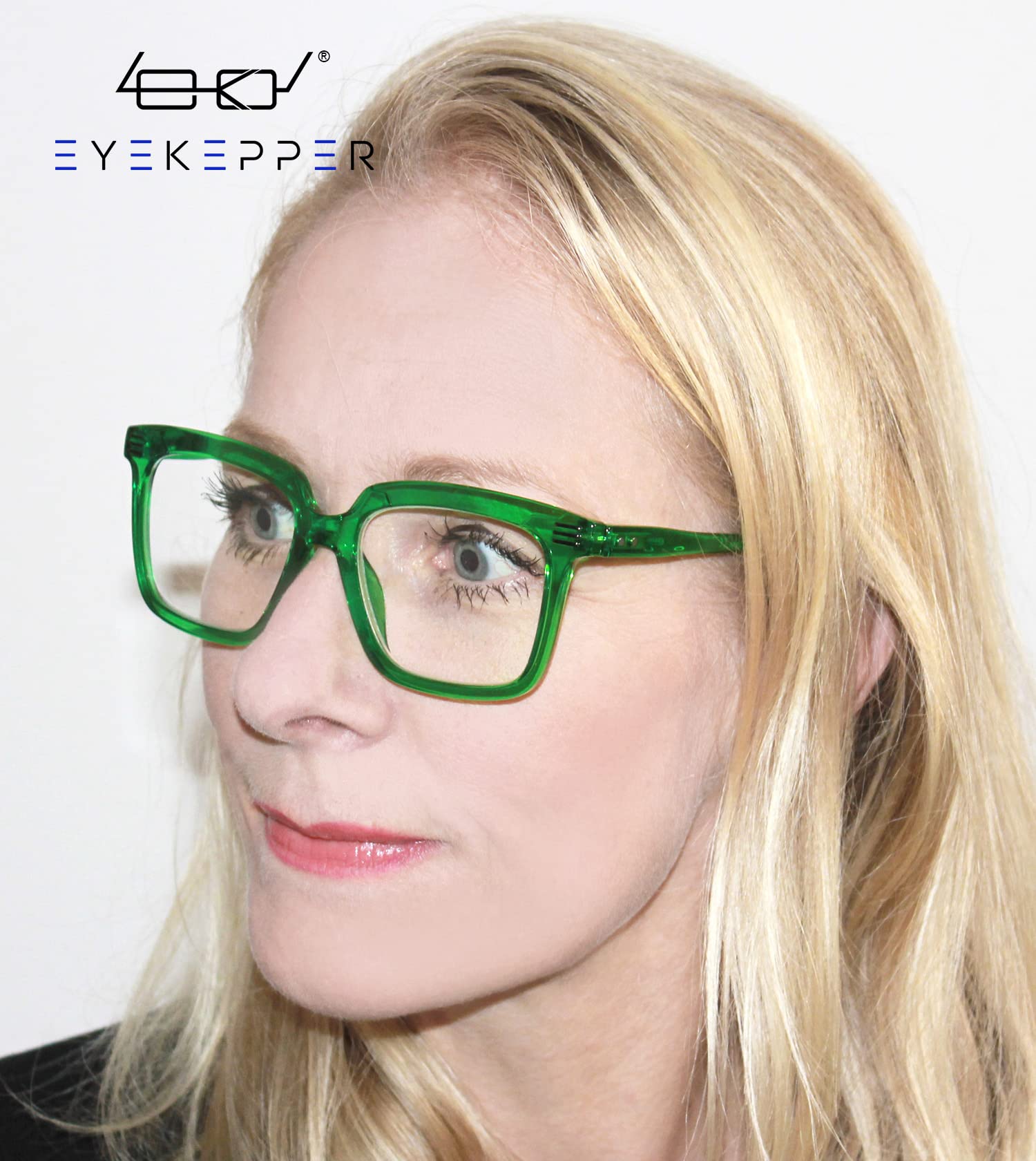 Eyekepper Square Reading Glasses for Women - Large Frame Readers with Blue Light Blocking - Perfect for Computer Work, Reading & Office Use