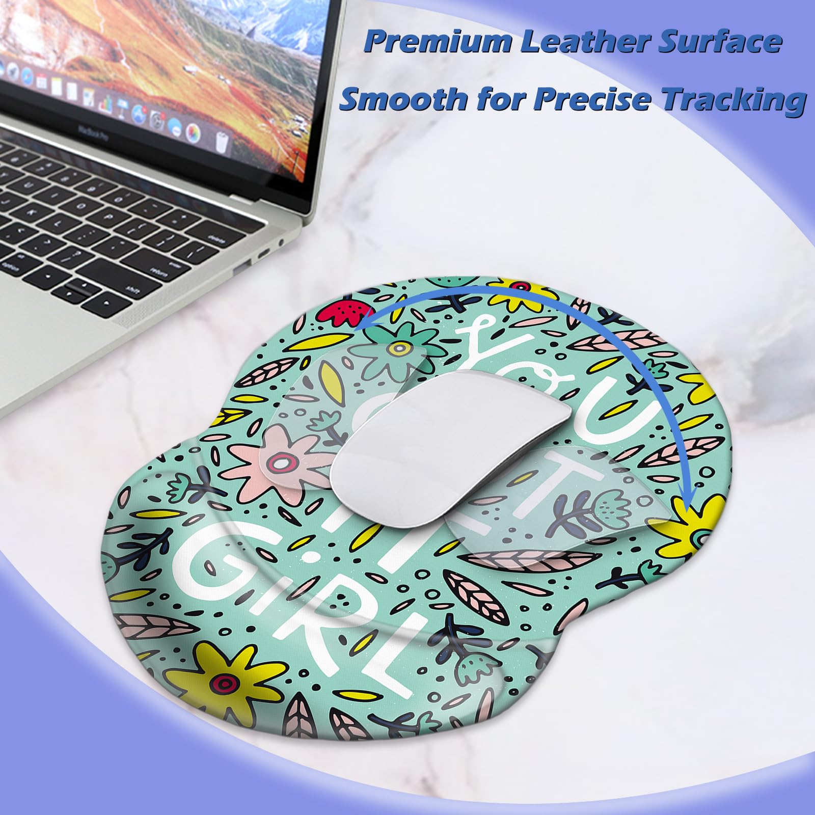 Ergonomic Non-Slip Wrist Mouse Pad with Gel Support - 8.7 x 7.5 Inch Gaming Mouse Mat for Computer & Laptop - Perfect for Office, Home & Long Work Sessions (You Got it Girl Design)
