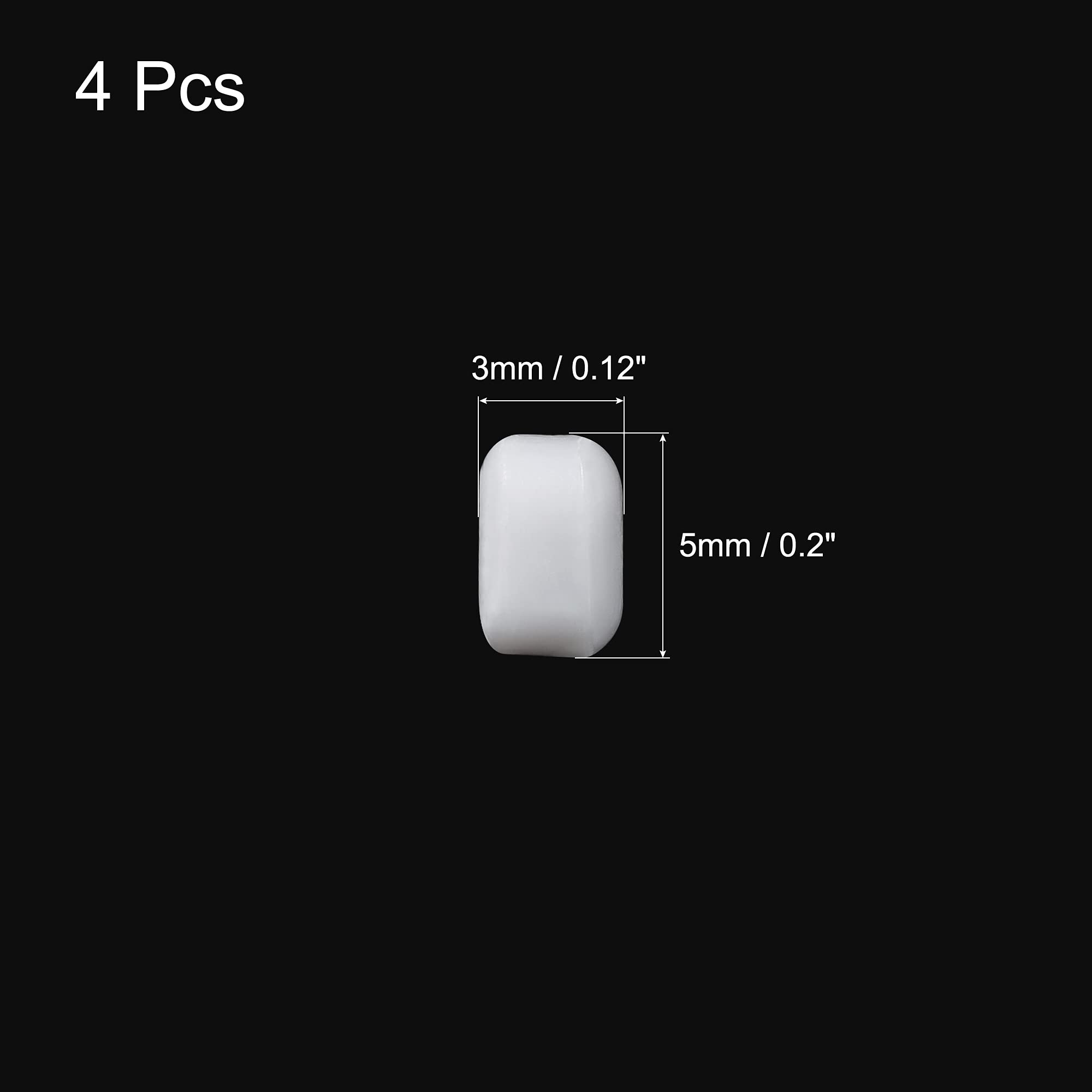 MECCANIXITY 4-Pack 5mm PTFE Coated Magnetic Stir Bars - White Cylinder Lab Stirrers for Chemistry Experiments & Liquid Mixing (0.2