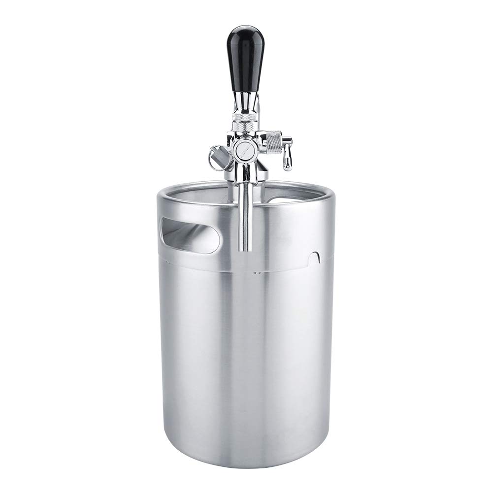 Yosoo 5L Stainless Steel Beer Dispenser Kit with Faucet - Pressurized Mini Keg for Home Brewing Craft Beer | Perfect for Home Bars, Parties & Hotels