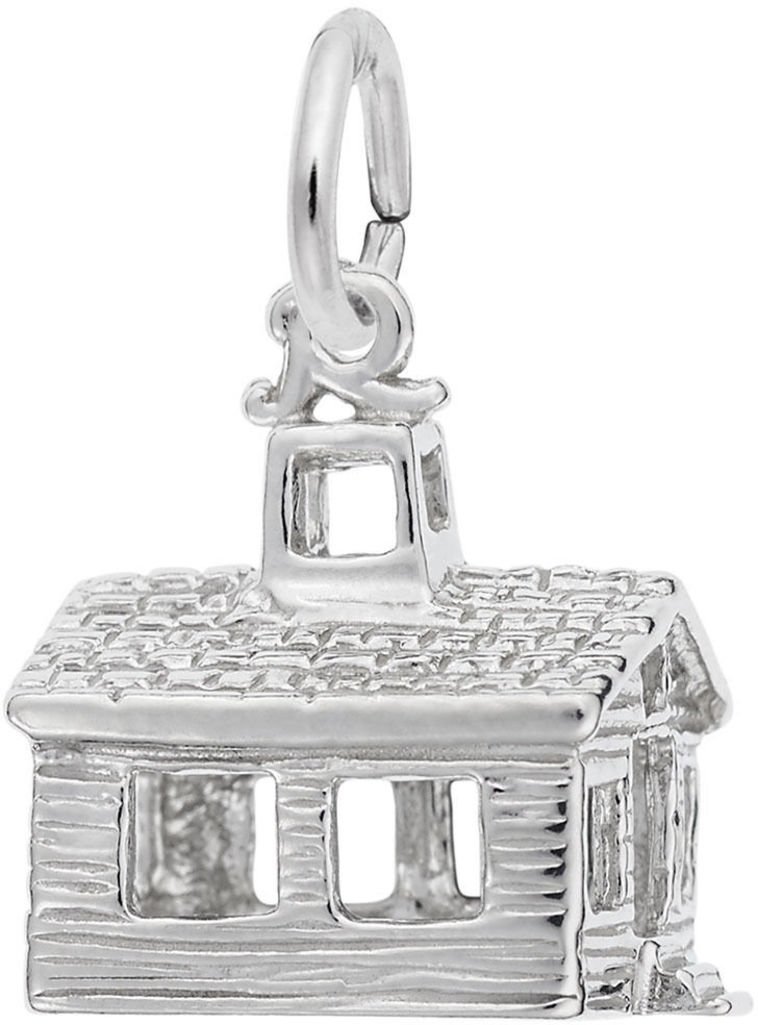 Rembrandt Sterling Silver School House Charm - Vintage Style Metal Pendant for Necklace - Perfect for Jewelry Making, Gifts & Collectibles