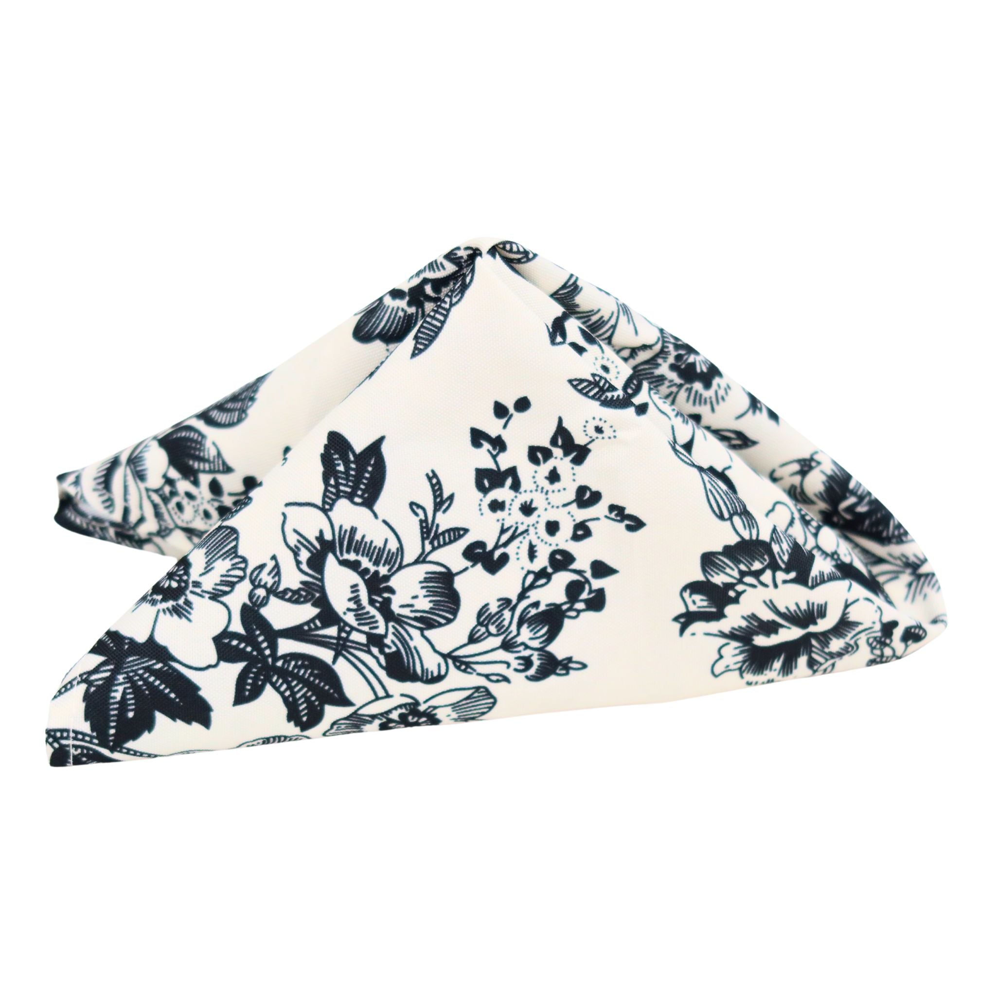French Toile 20x20 Inch Linen Napkins Set of 5 - Black - Perfect for Dinner Parties, Weddings, and Upscale Dining Events