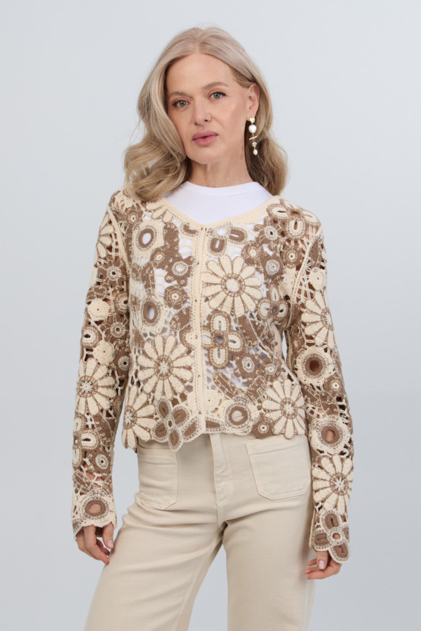Elegant Flower Lace Crochet Jacket for Women - Boho Chic Summer Cover Up - Perfect for Beach, Wedding & Date Night Outfits