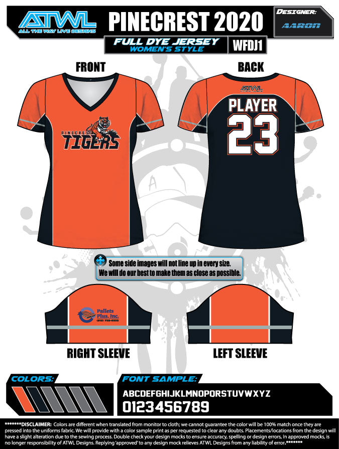 2021 Pinecrest Spring Women's Full Dye Team Jerseys - Breathable & Stylish for Soccer, Basketball & Sports Events