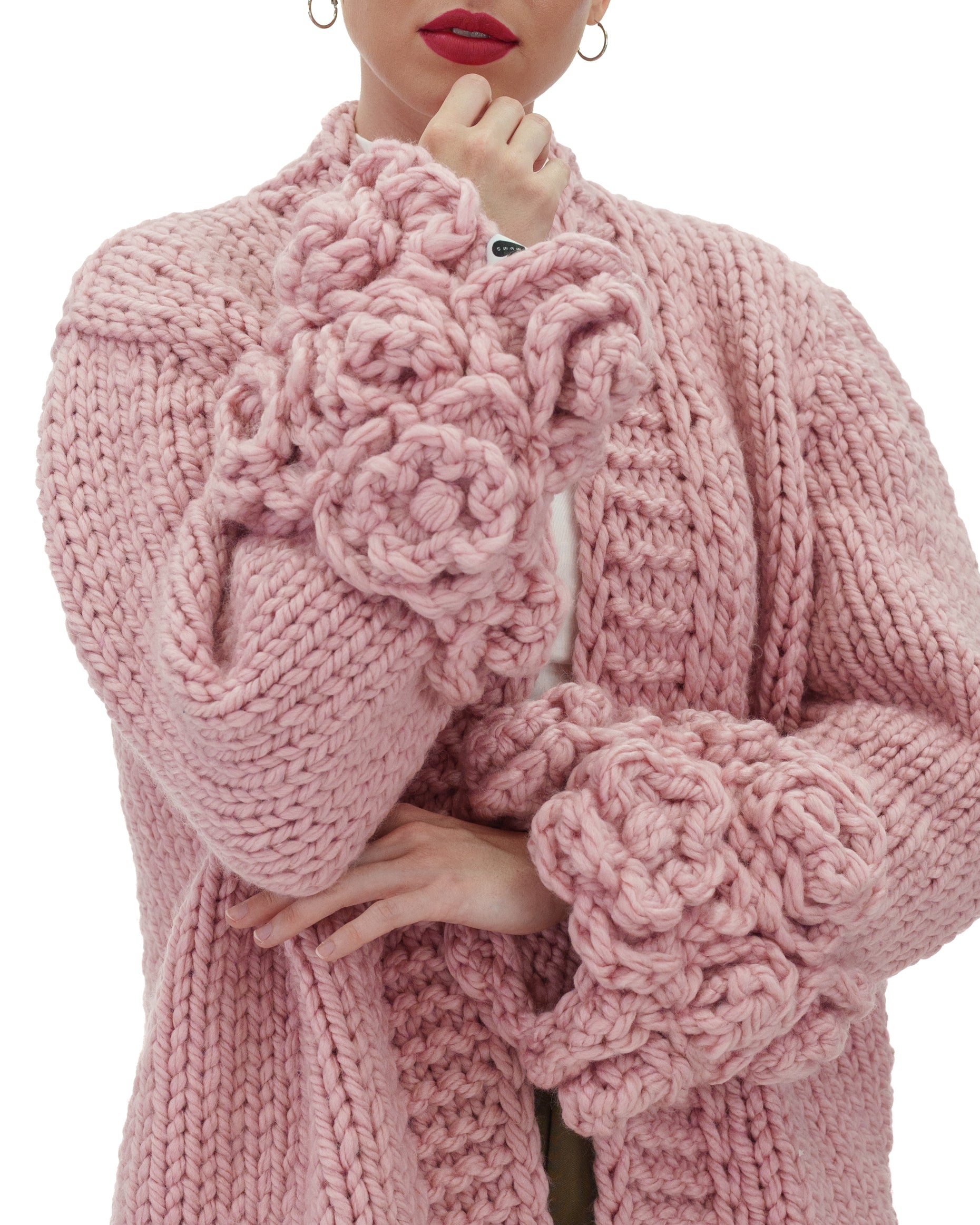 Floral Sleeves Cardigan for Women - Lightweight Open Front Knit Sweater with Floral Embroidery | Perfect for Spring Outfits, Office Wear & Casual Dates