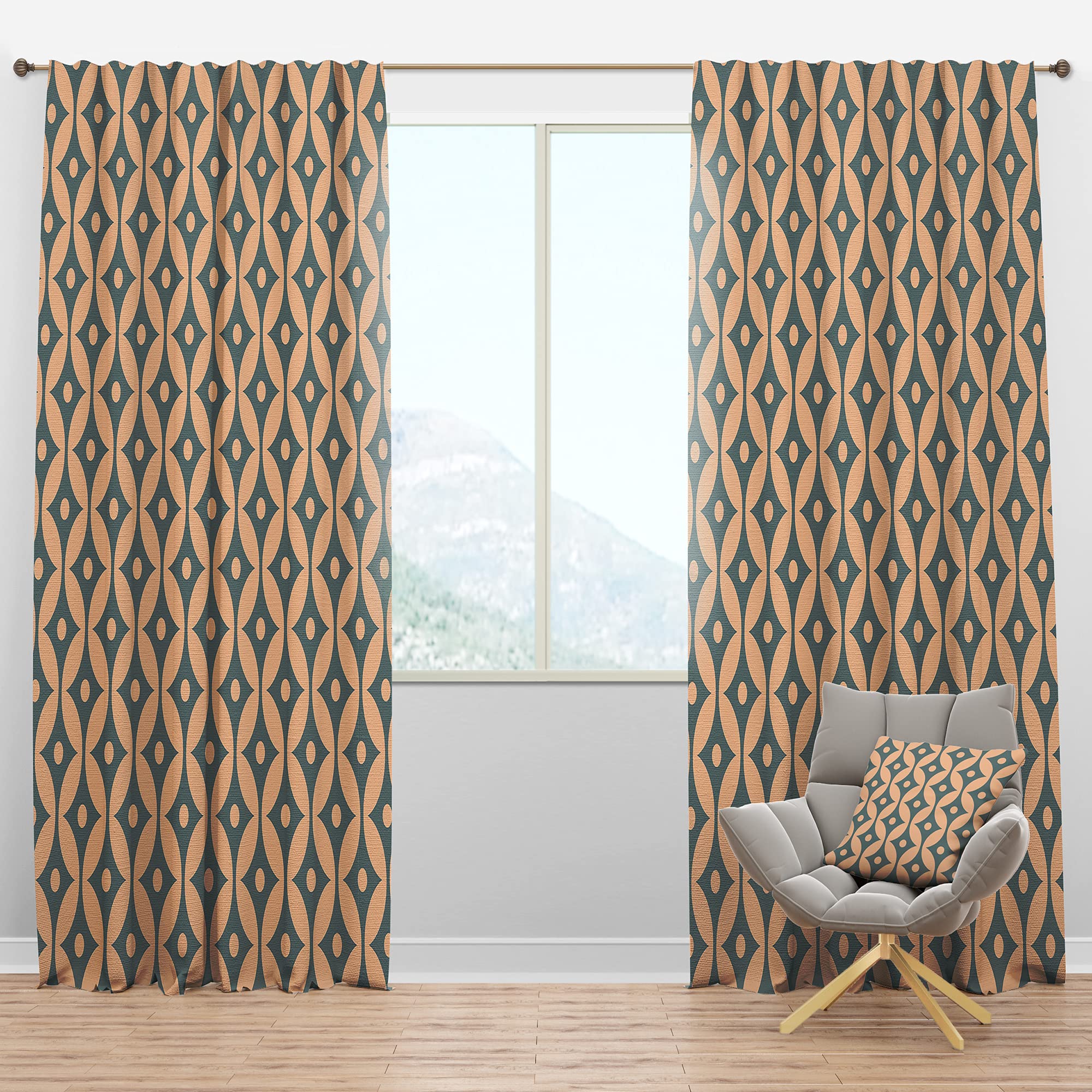 DesignQ Blackout Curtains - Retro Abstract Pattern Thermal Insulated Drapes for Bedroom & Living Room (52x120, Single Panel) - Perfect for Light Blocking, Privacy & Energy Efficiency