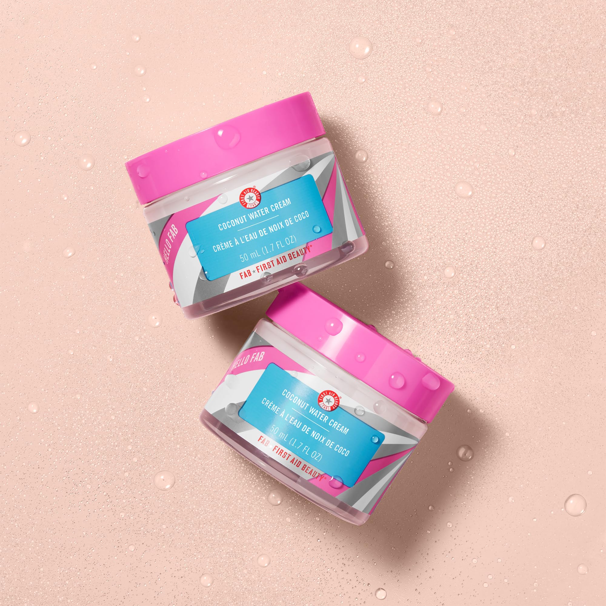First Aid Beauty Hello FAB Coconut Water Cream - Lightweight Gel Moisturizer with Coconut Water for Smooth, Soft & Plump Skin | Non-Comedogenic, 1.7 oz | Perfect for Daily Hydration & Travel Skincare