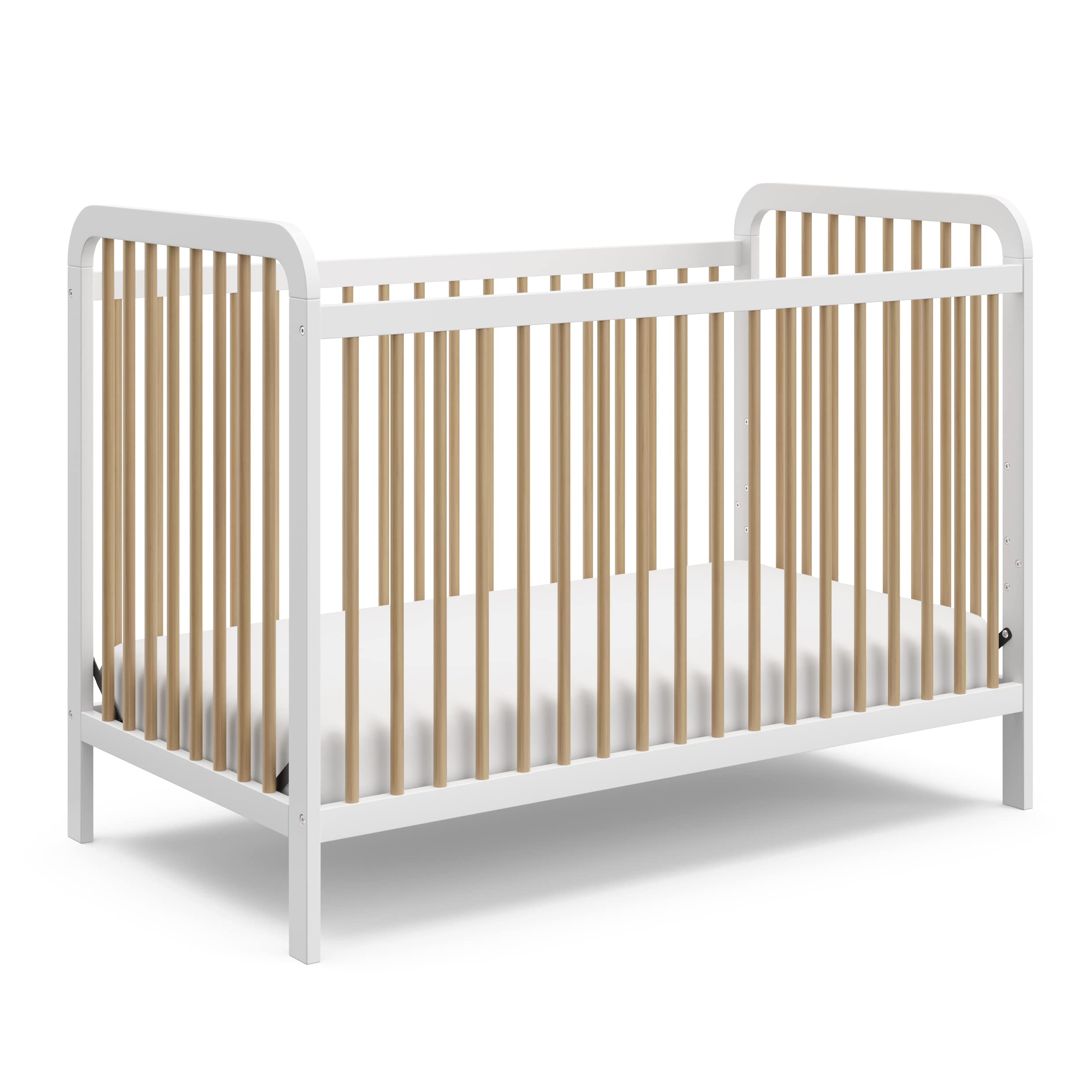 Storkcraft Pasadena 3-in-1 Convertible Baby Crib - GREENGUARD Gold Certified, White with Driftwood Finish | Converts to Daybed & Toddler Bed | Adjustable Mattress Height | Fits Standard Full-Size Crib Mattress | Perfect for Nursery, Bedroom & Daycare Use