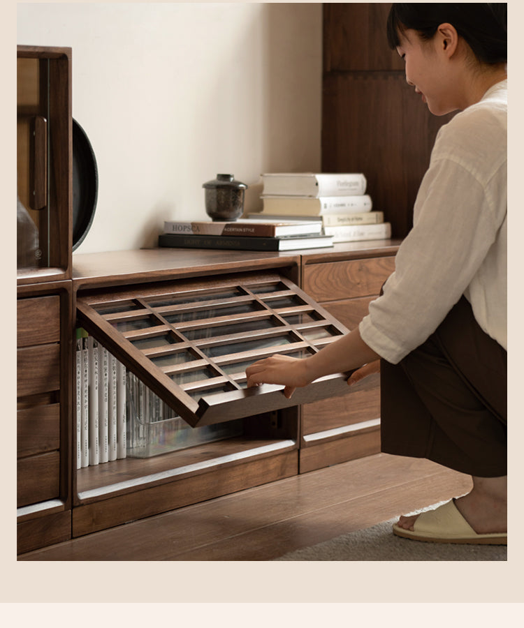 Premium Black Walnut Solid Wood Modular Bookcase - Customizable Storage Shelf for Home Office, Living Room & Library Organization
