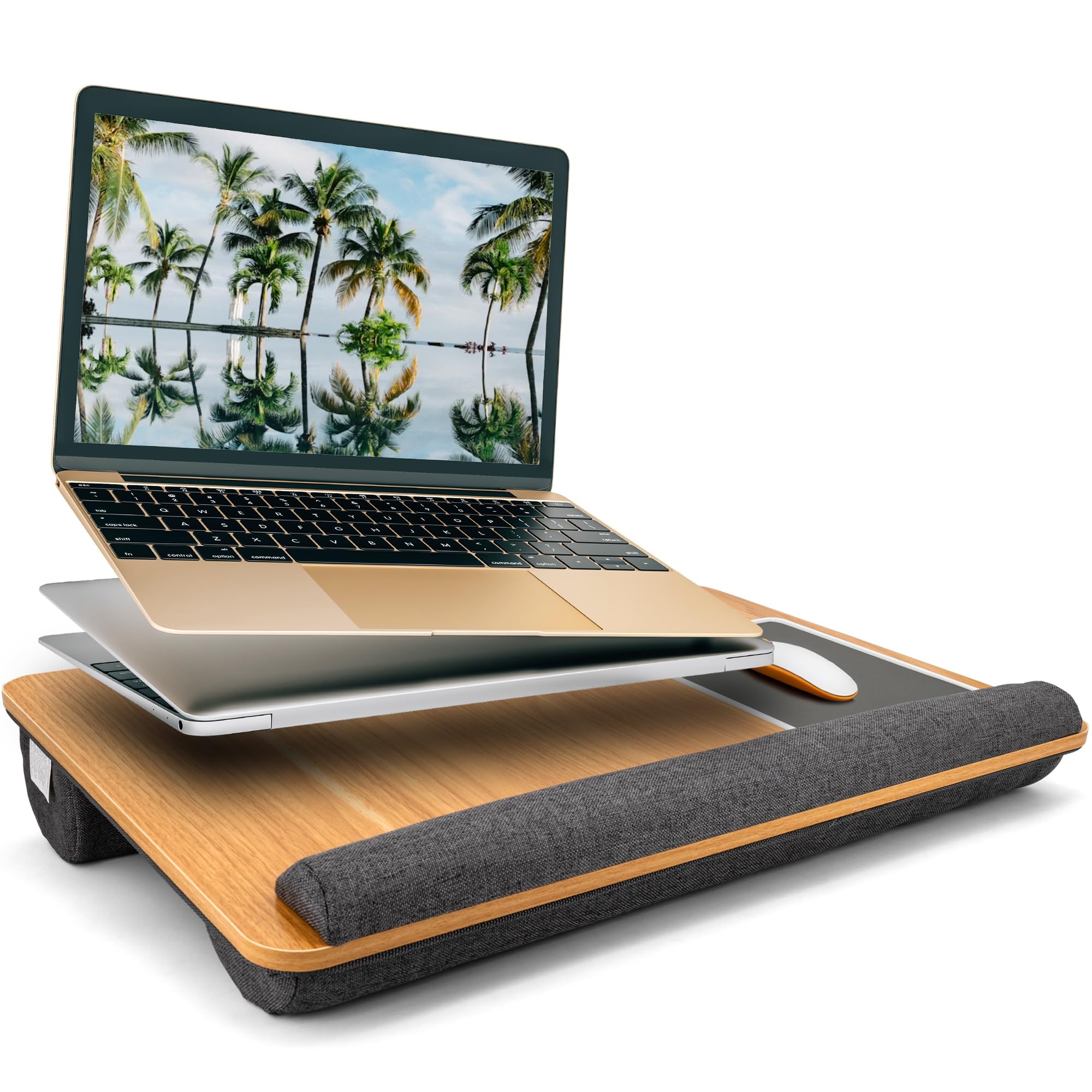 SEFFO Large Lap Desk with Cushion - Portable Laptop Tray Stand with Built-in Mouse Pad & Device Holder - Ergonomic Work Platform for Home Office, Gaming & Writing on Bed - Fits 17 Inch Laptops - Perfect for Remote Work, Online Classes & Cozy Workspaces
