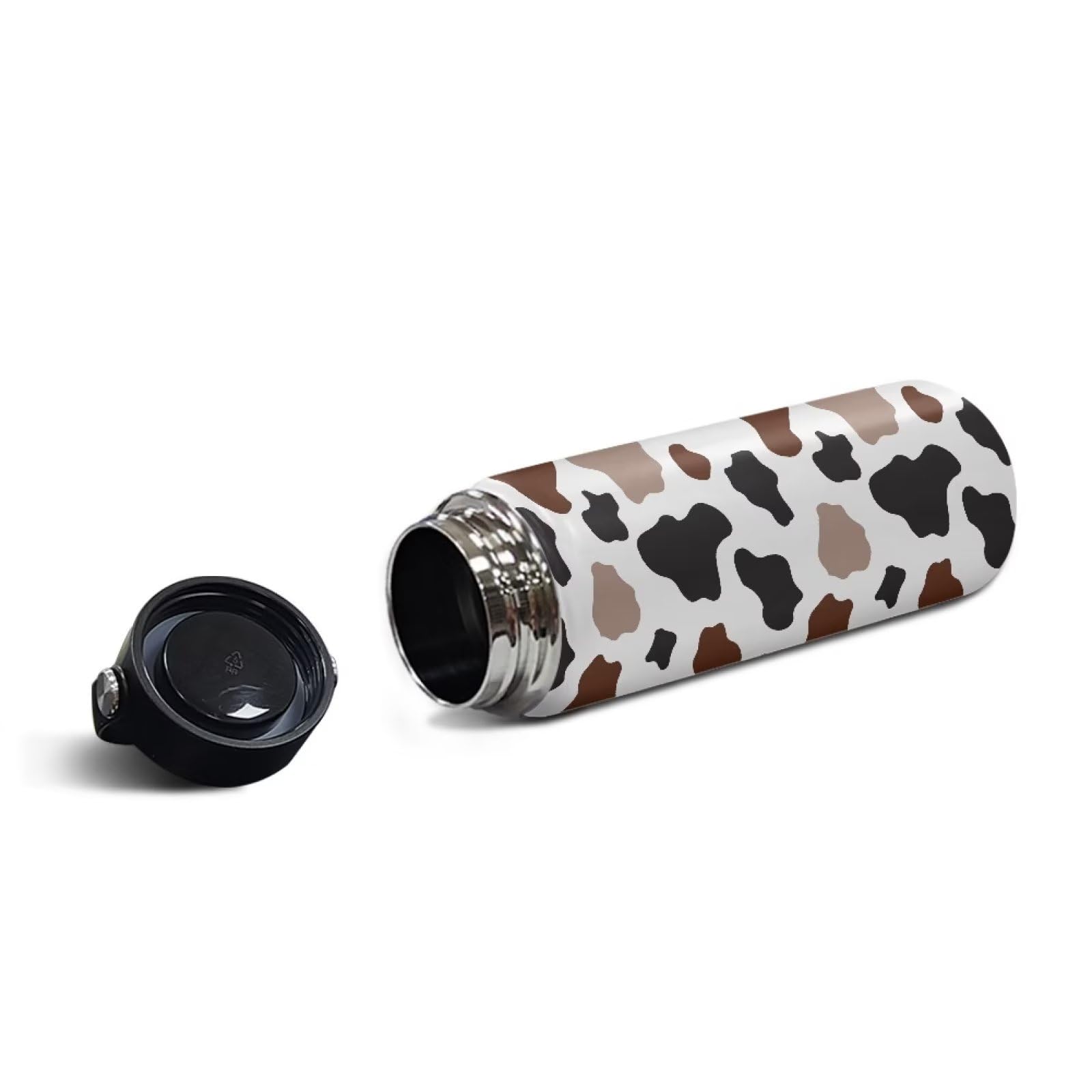Premium Stainless Steel Vacuum Insulated Water Bottle - 18oz Wide Mouth Thermos for Hot & Cold Drinks, Coffee, Tea - Durable Cow Grain Design - Ideal for Hiking, Camping, Gym & Office Use