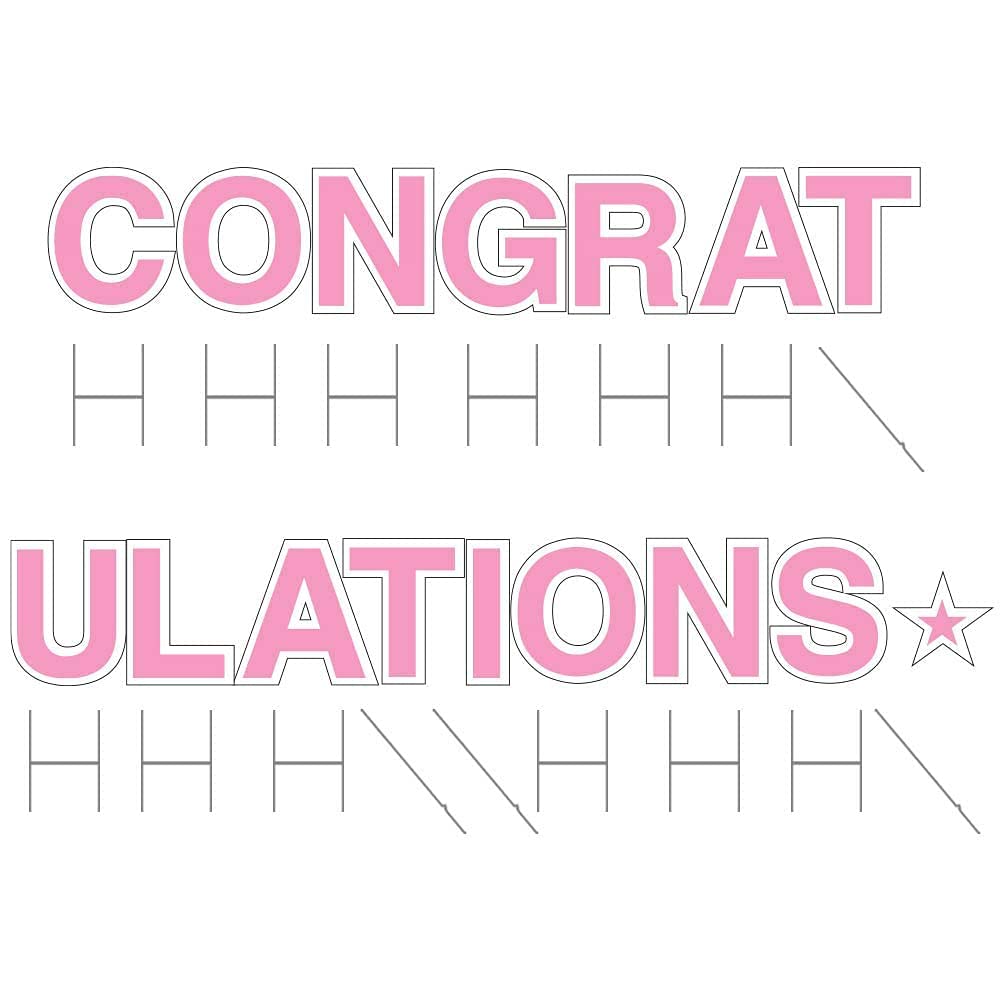 Vispronet 18in Tall Pink Congratulations Yard Sign with Stakes - Weather-Resistant Outdoor Decor for Graduation, Birthday & Special Occasions - Includes Durable Steel Stakes for Lawn & Garden Decorations