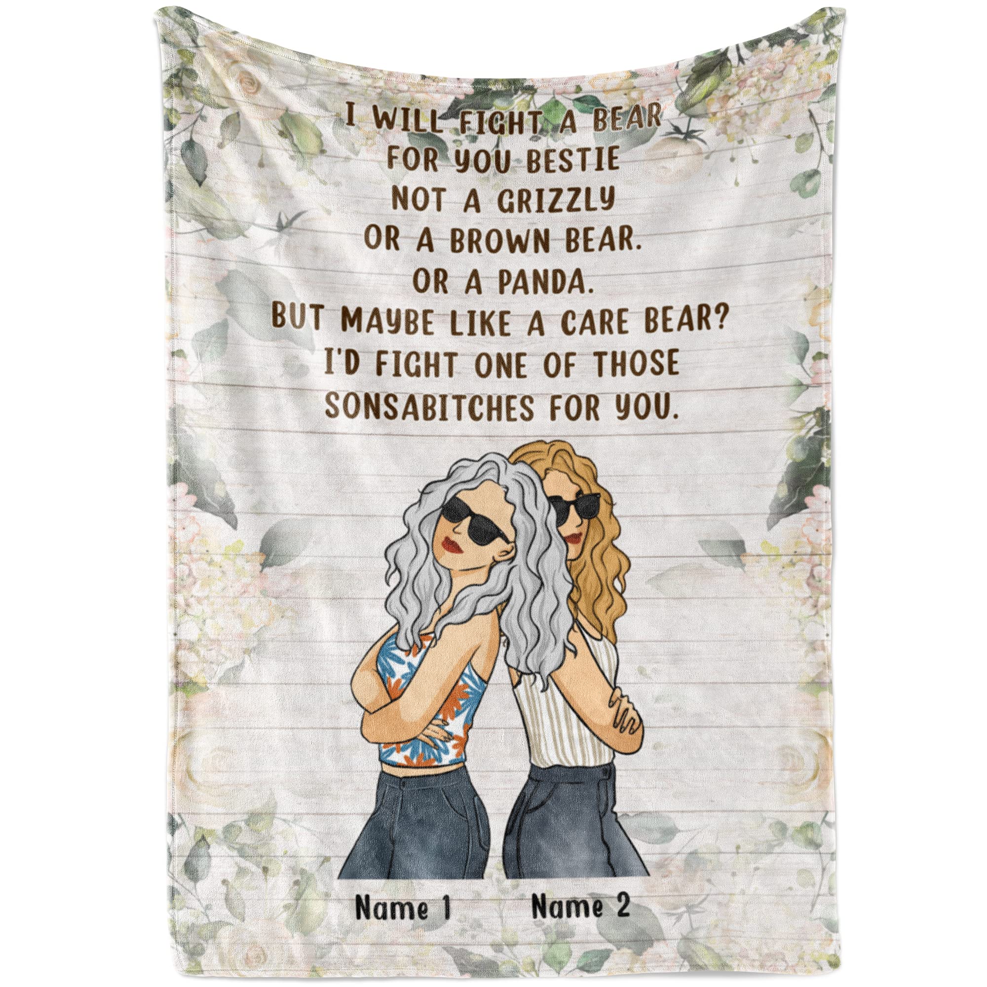 Personalized Best Friend Blanket - Custom BFF Birthday Gift for Teen Girls & Women | Soft Throw Blanket with Floral Design for Couch, Bed & Cozy Nights