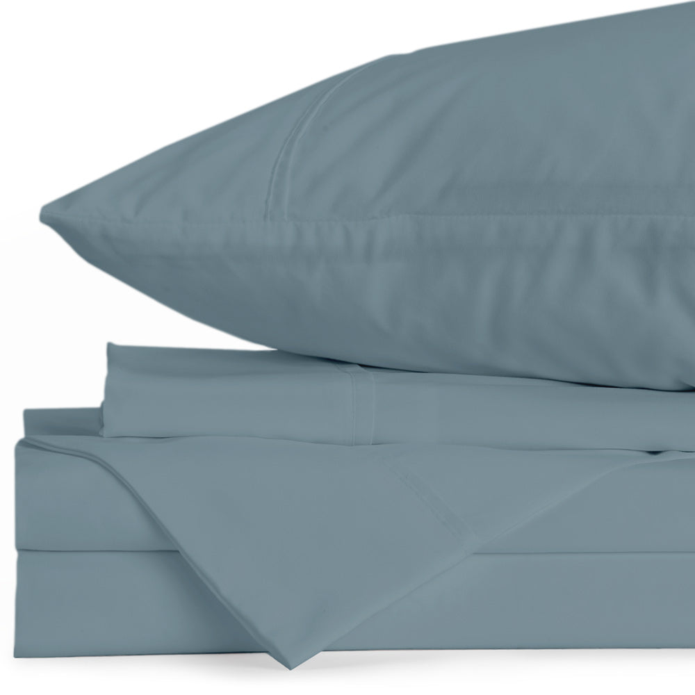 Essentials 4-Piece Light Denim Queen Sheet Set - Soft Breathable Bedding for Comfortable Sleep - Perfect for Bedroom, Guest Room & Dorm