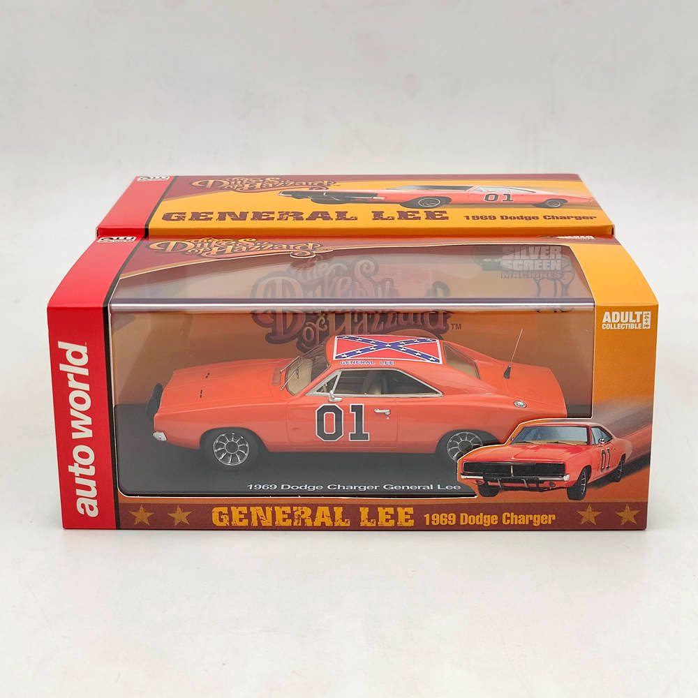 1:43 Scale Dodge Charger General Lee 1969 Red Diecast Model Car - AWRSS1151 Resin Collectible Toy for Adults & Kids | Classic Muscle Car Replica for Display, Gifts & Racing Enthusiasts (Ships from USA)
