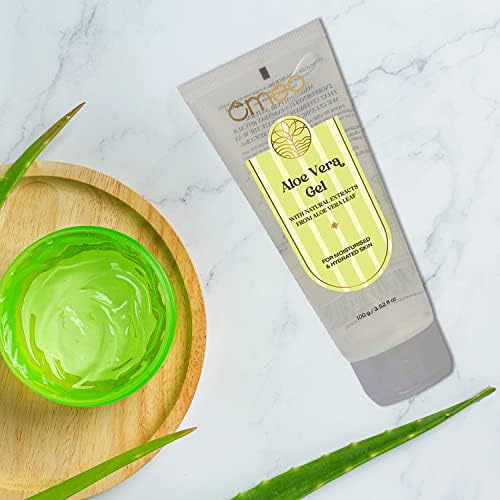 Omeo 100% Organic Aloe Vera Gel for Face & Hair - 100gm | Hydrating, Soothing & Non-Sticky | Reduces Pimples & Acne | Perfect for Sunburn Relief, Daily Skincare & Hair Conditioning