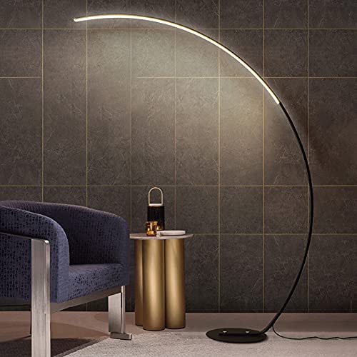 Modern LED Floor Lamp with Acrylic Design - Minimalist Standing Light for Living Room, Bedroom & Office - Adjustable Brightness with Foot Switch - Black (Ideal for Reading, Relaxing & Home Decor)
