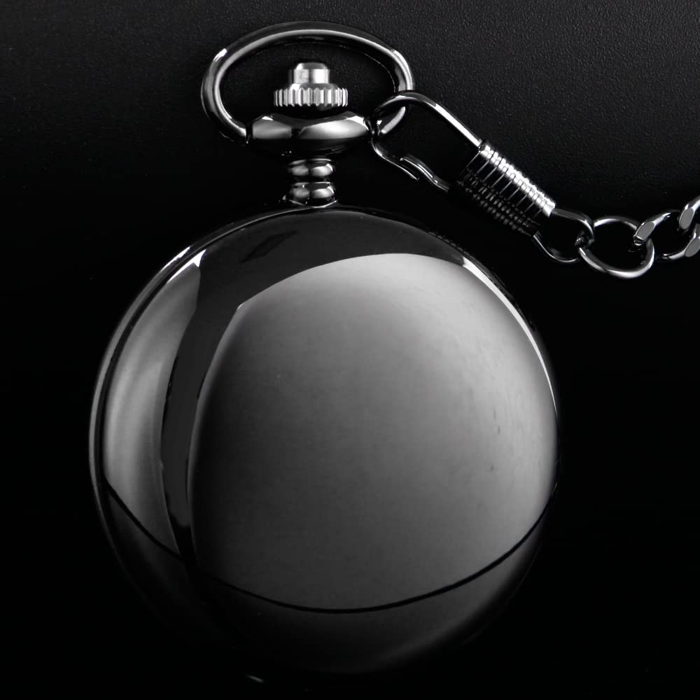 Customizable Smooth Pocket Watch for Men - Personalized Engraved Pocket Watch with Chain - Unique Father's Day Gift for Dad, Husband & Grandfather - Perfect for Weddings, Anniversaries & Special Occasions