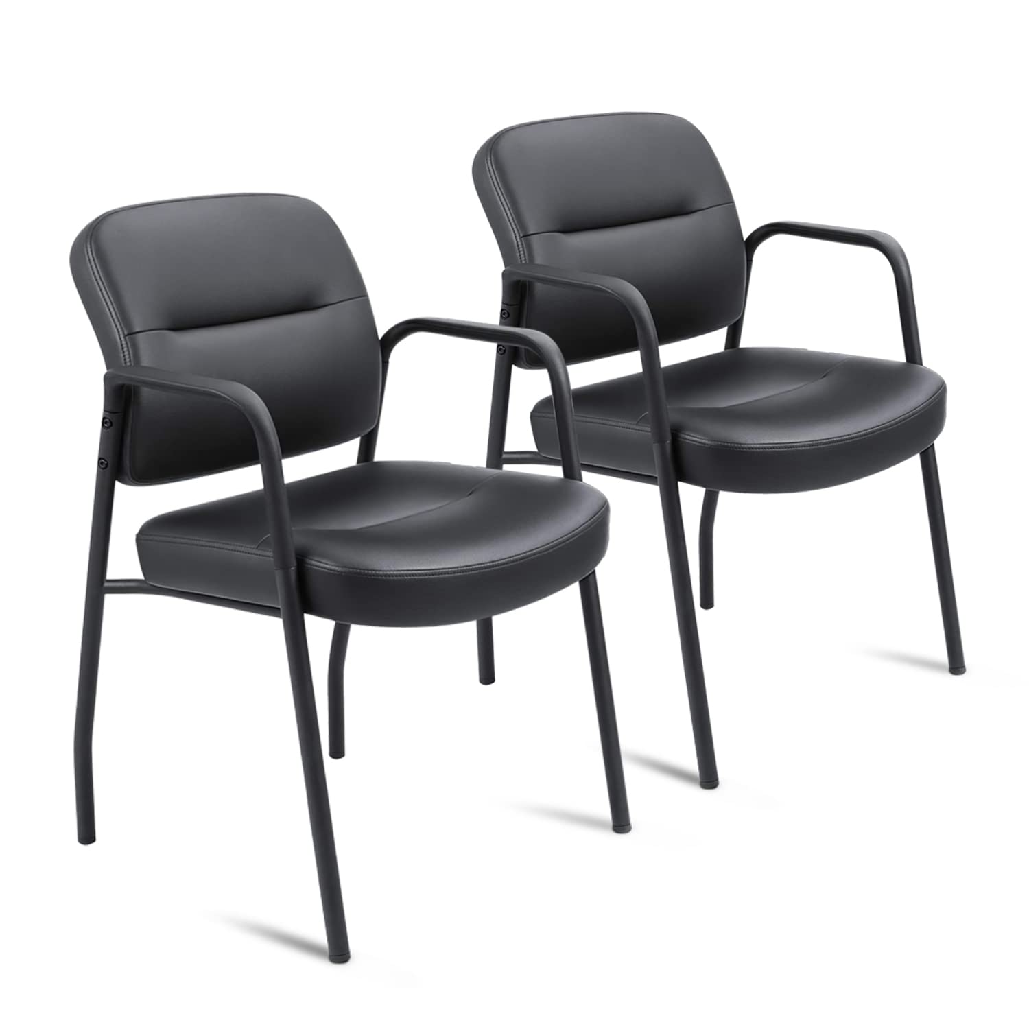 JUMMICO 2-Pack PU Leather Office Guest Chairs - Reception & Lobby Seating with Armrests, Executive Waiting Room Chairs for Business, Hotel, Clinic & Conference Room Use