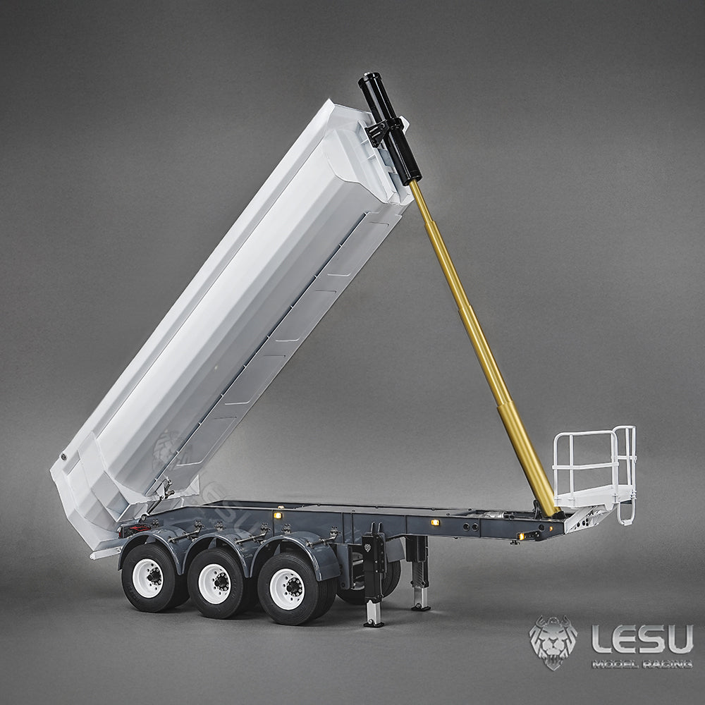 1/14 Scale Metal LESU 3-Axle Hydraulic Dump Trailer for RC Tractor Trucks - DIY Compatible with TAMIYA 1851 3363 R470 770S Models - Perfect for Construction Site Simulation & Radio Controlled Lorry Racing