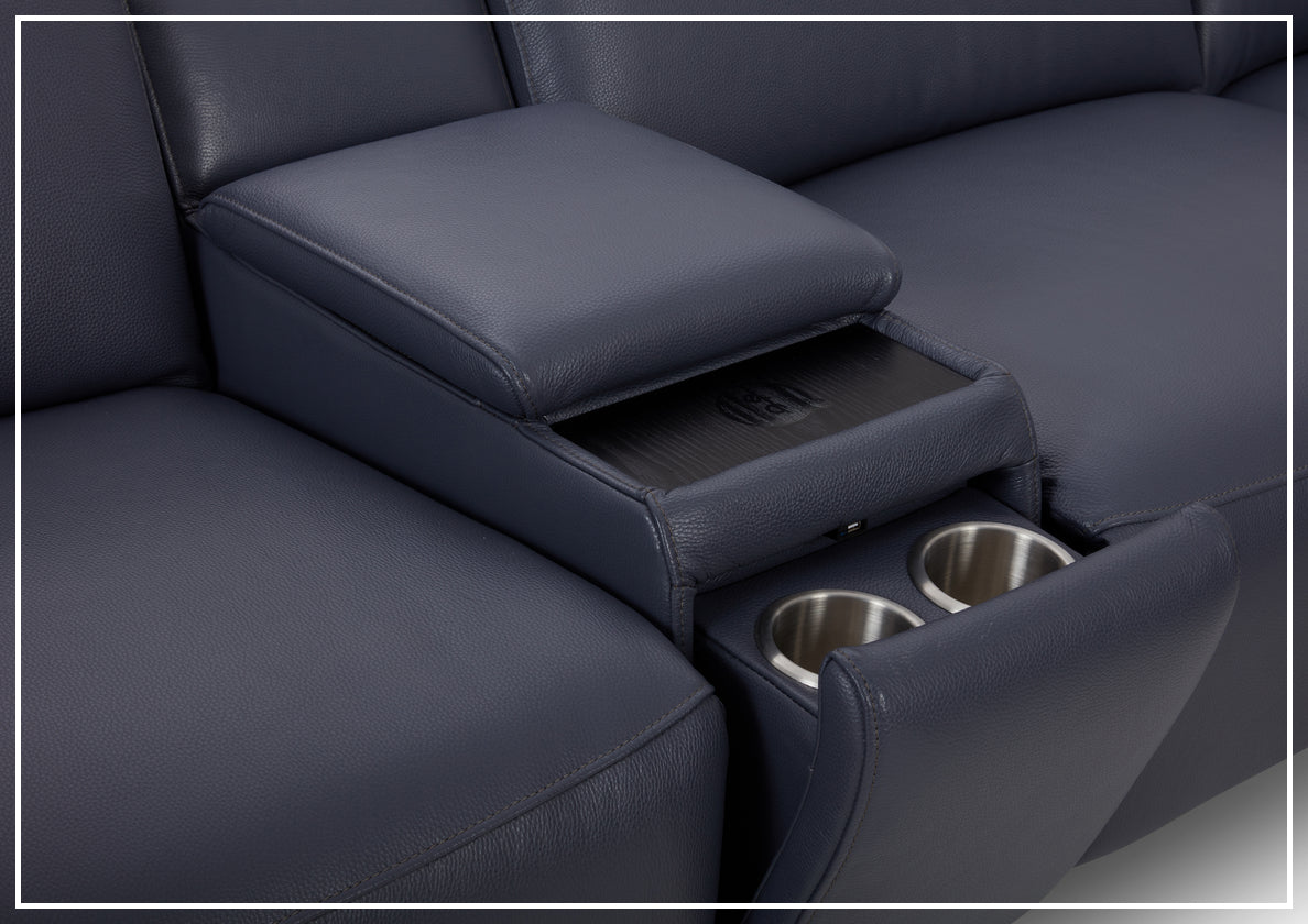 Gio Italia Picasso 6-Piece Motion Recliner Sectional Sofa Set with Power Recline & Cup Holders - Modern L-Shaped Living Room Furniture for Home Theater & Family Gatherings
