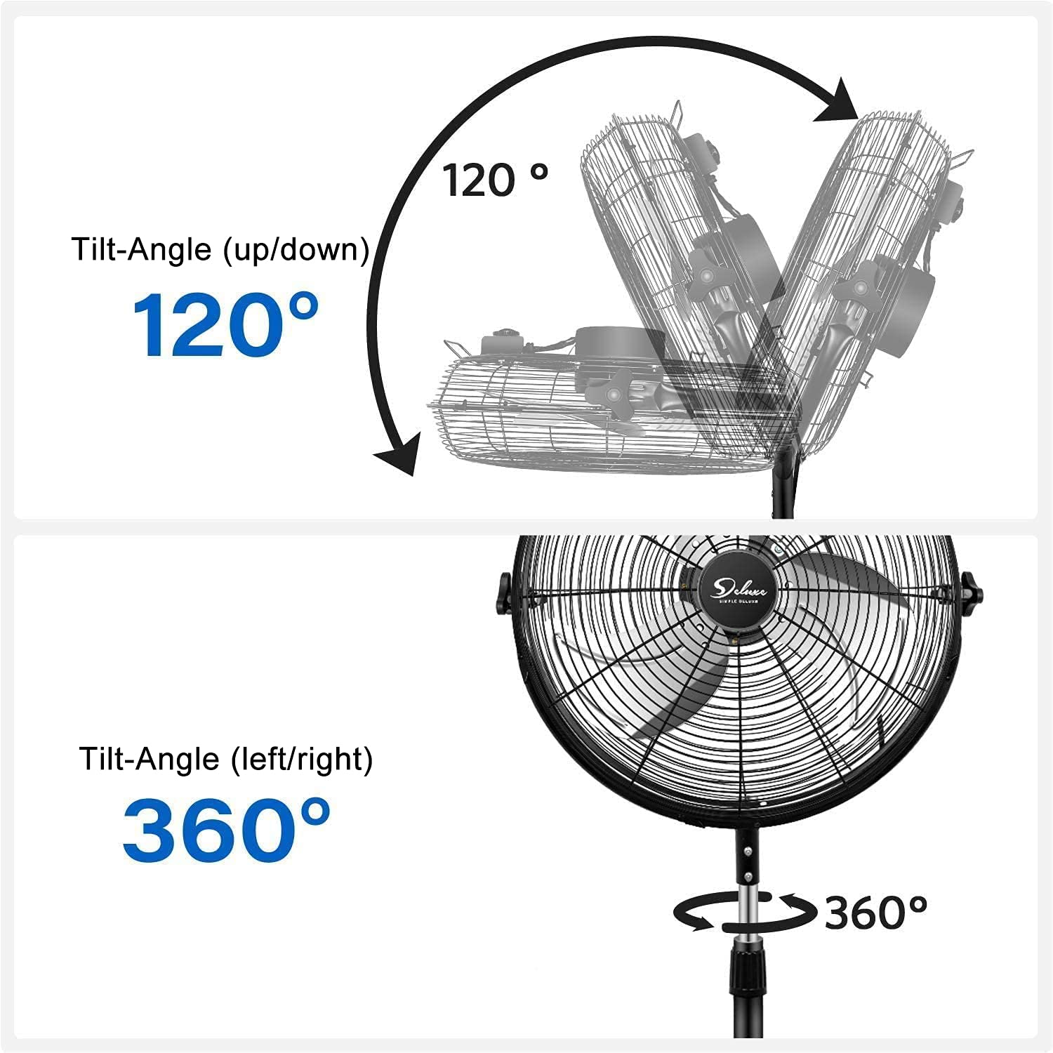 Simple Deluxe 18 Inch High Velocity Pedestal Standing Fan - Heavy Duty Metal Industrial Fan for Commercial, Residential & Greenhouse Use - 2 Pack Black - Perfect for Warehouses, Offices, Homes & Indoor Gardening
