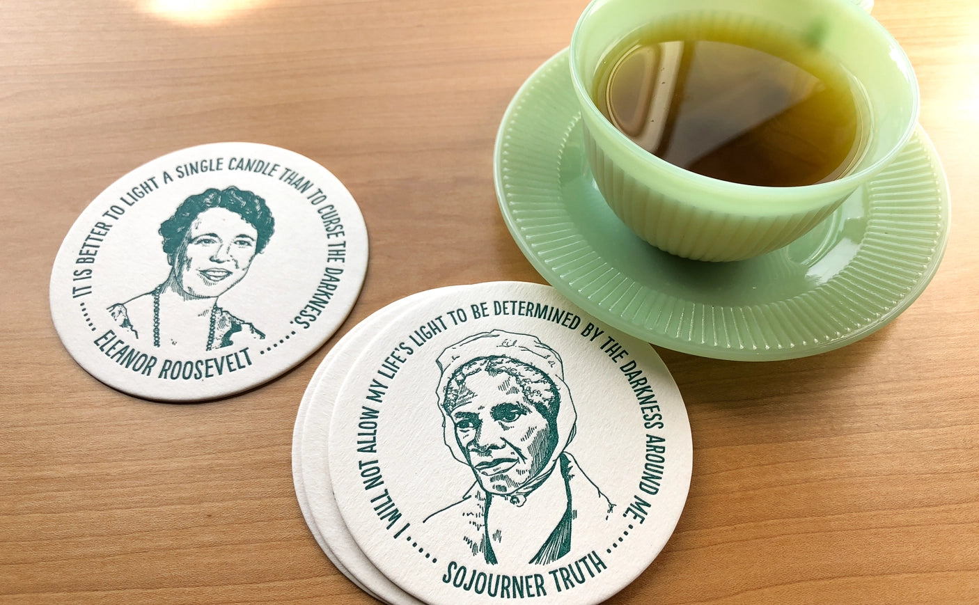 Inspiring Women Coasters Set of 6 - Motivational Quote Drink Coasters for Coffee Table - Perfect Gift for Women, Office Decor, Housewarming