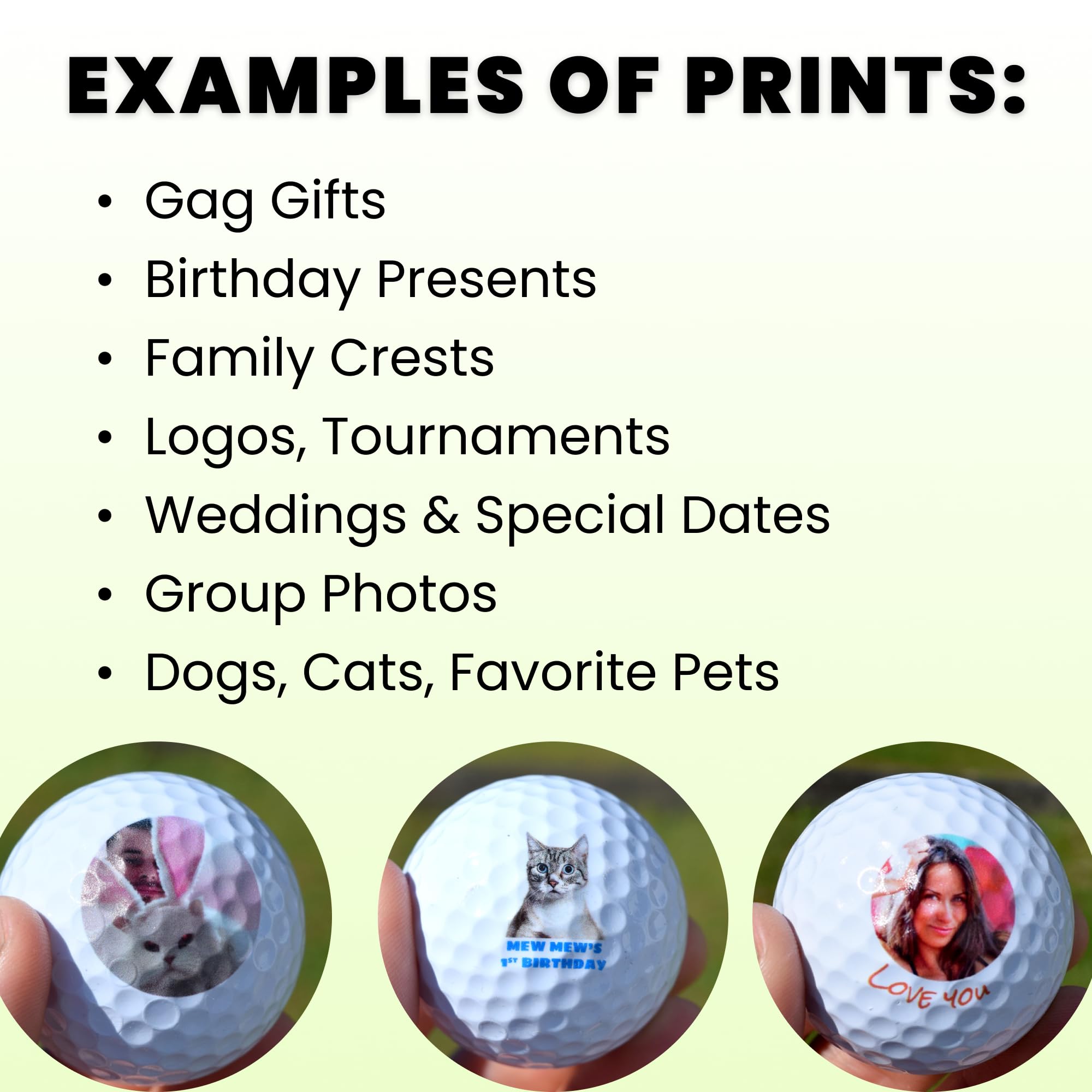 Custom Golf Balls with Logo, Photo or Text - Personalized Golf Balls for Men | Bulk 3, 12, 24, 96 Pack Sleeves | Great for Golf Tournaments, Corporate Gifts & Special Occasions