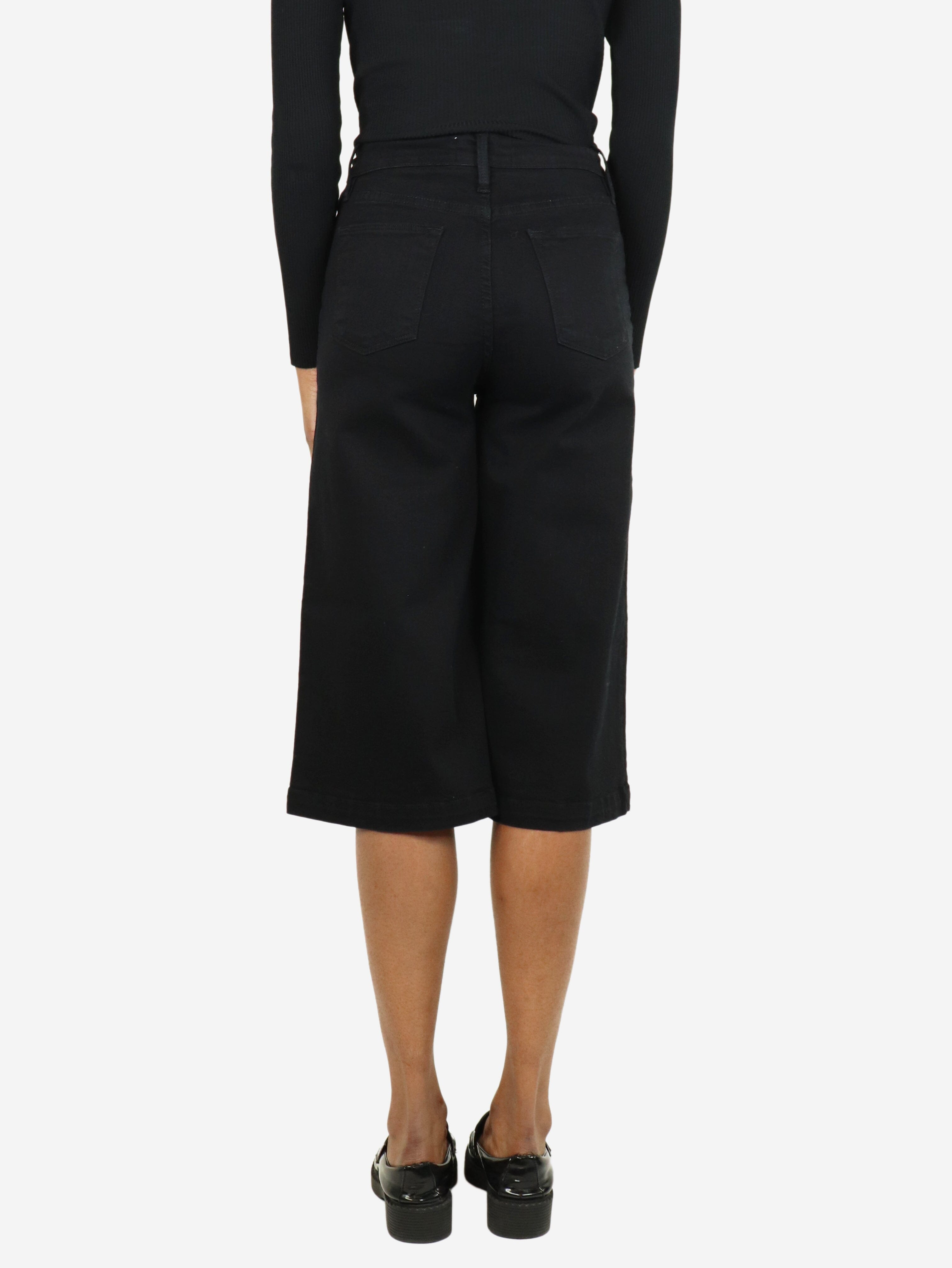 Black Denim Culottes Size UK 6 - Women's High Waisted Wide Leg Pants for Casual & Office Wear