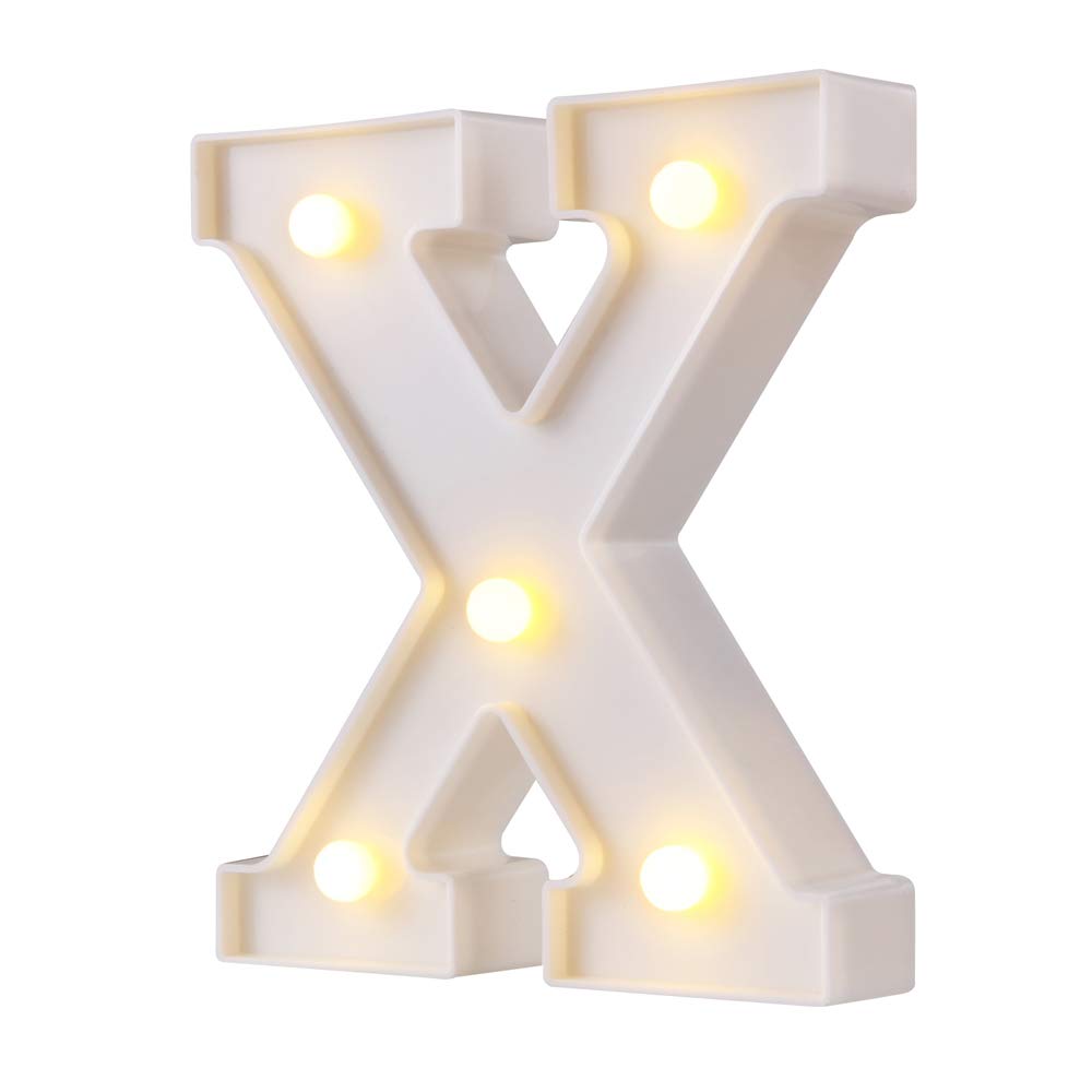 LED Marquee Letter Lights - 26 Alphabet Light Up Letters for Home Decor, Wedding, Birthday Party, Bar & Christmas Decorations | Night Light, Wall Sign, Room Decor (White, X) - Perfect for Bedroom, Nursery, Living Room & Office