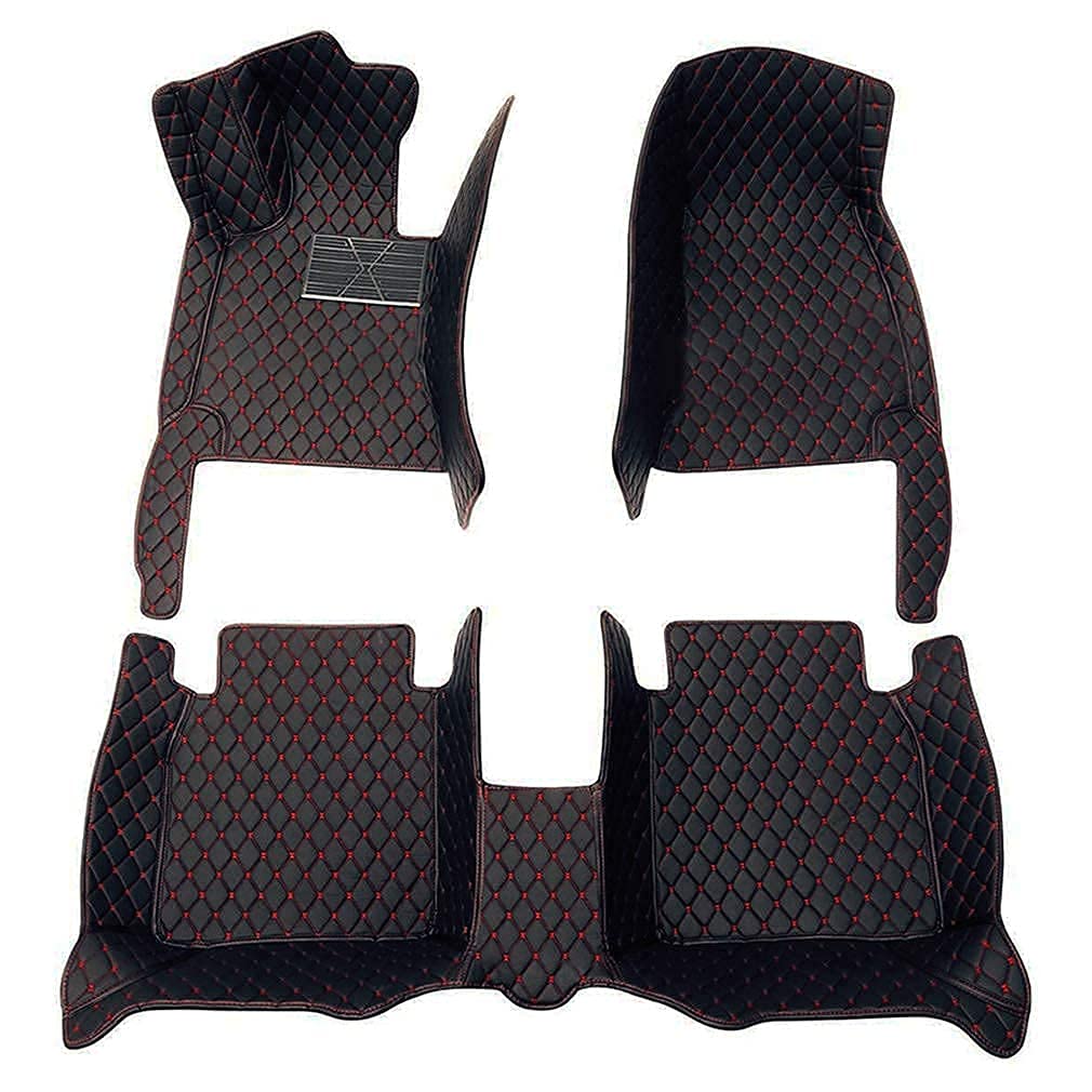 Premium Waterproof All-Weather Car Floor Mats for Cadillac STS 2001-2009 - Luxury Leather Liners with Full Coverage Protection (Black+Red) - Perfect for Daily Commutes, Road Trips & Winter Driving