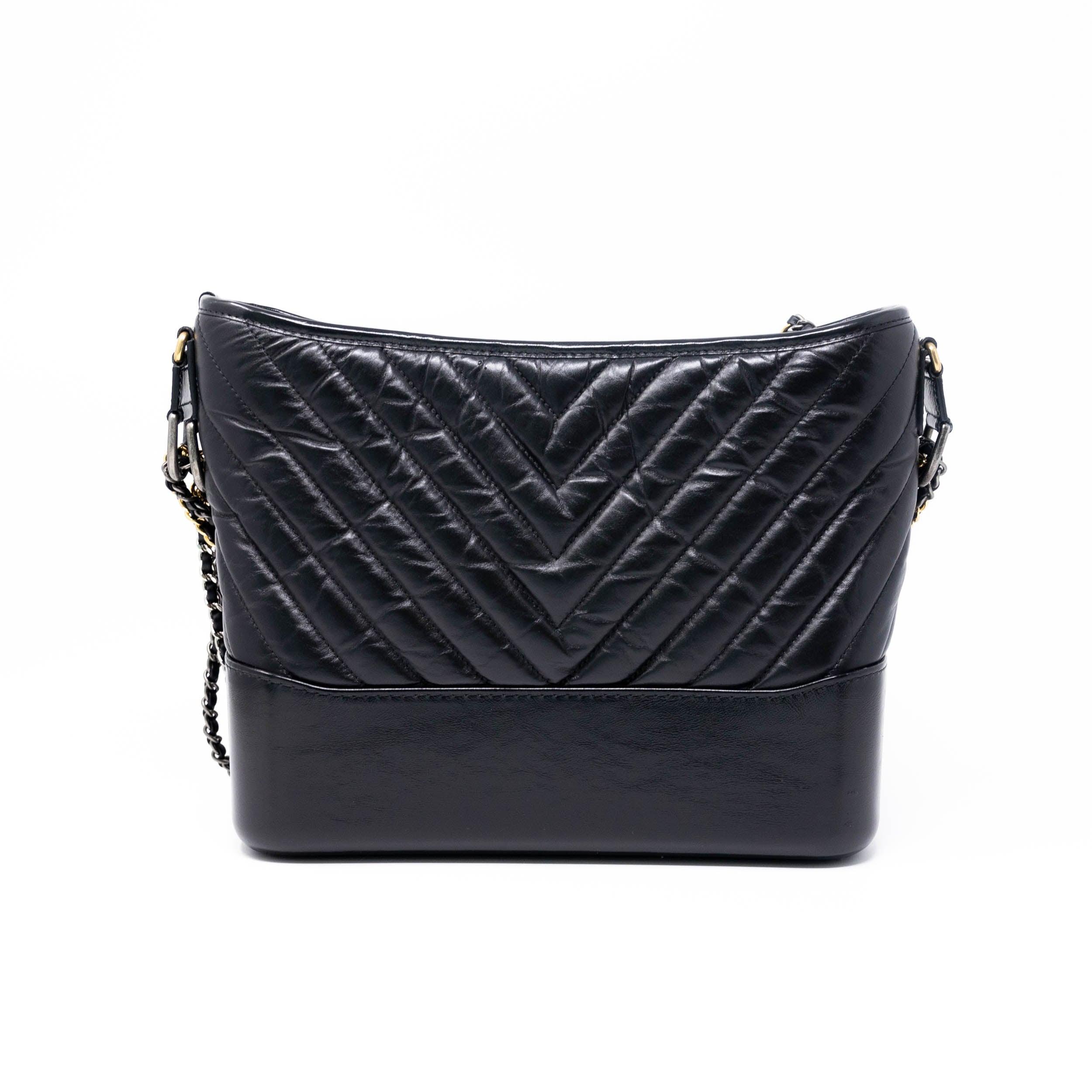 Chanel Black Chevron Medium Gabrielle Hobo Bag - Luxury Designer Handbag for Women, Perfect for Work, Travel & Everyday Use