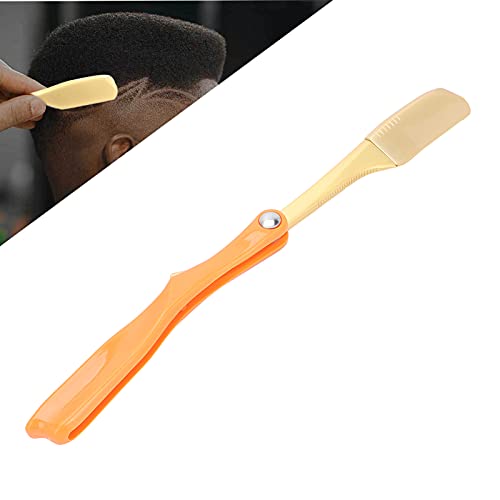 Men's Manual Razor Holder - Eyebrow Shaver & Hair Trimmer Stand (Golden Head, Orange) - No Blade Included | Perfect for Bathroom Organization & Grooming Essentials Storage