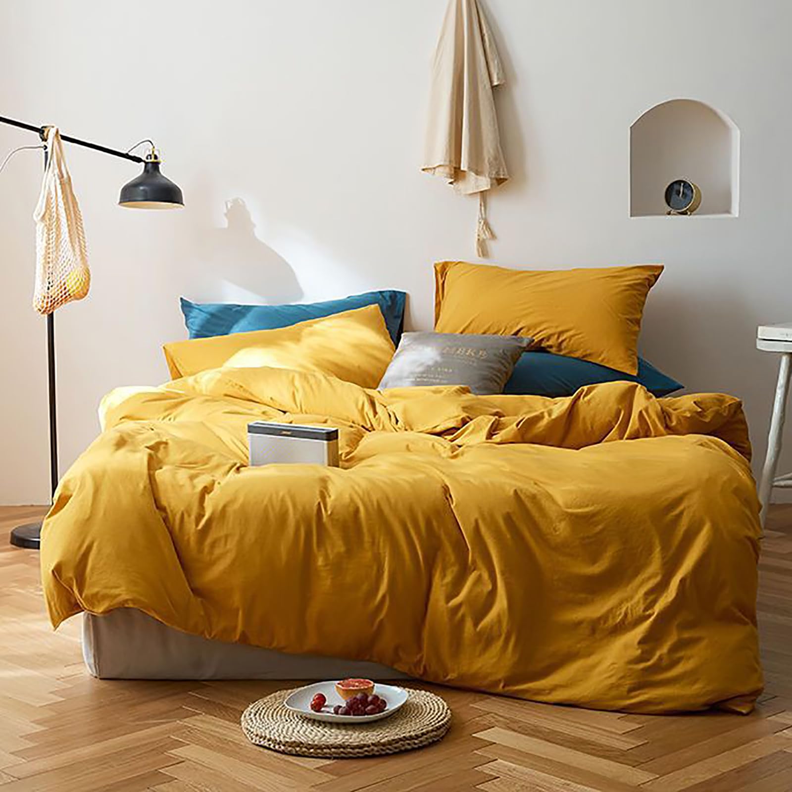 Luxlovery Mustard Yellow Comforter Set - Twin Size Dark Yellow Bedding, Solid Color Modern Lightweight Blanket, Breathable Soft Quilt for Kids & Adults - Perfect for Cozy Bedrooms, Guest Rooms & Dorm Decor
