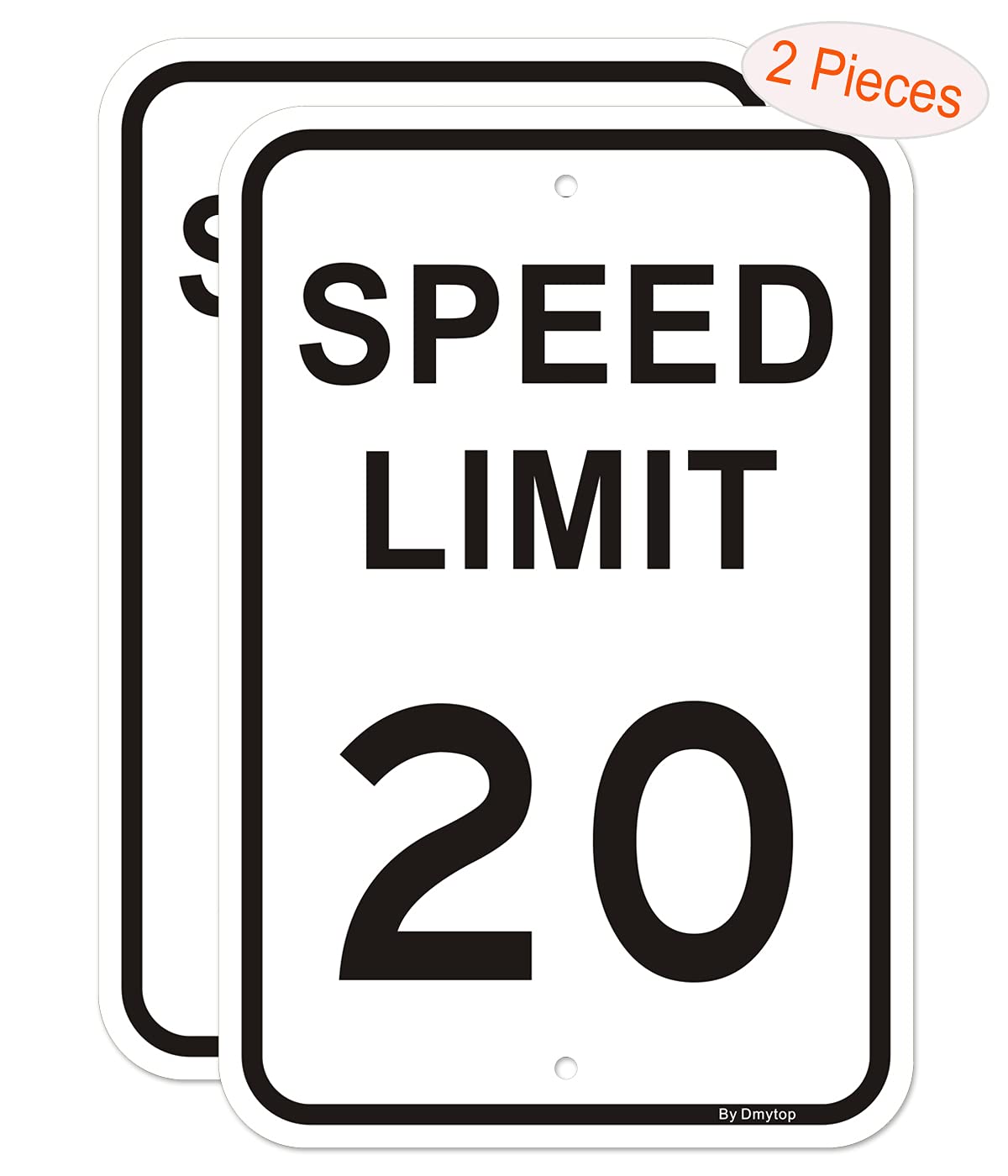 Slow Down Speed Limit 20 MPH Sign - 18x12 Inch Reflective Aluminum Road Sign, UV Protected & Weatherproof - 2 Pack for School Zones, Parking Lots & Neighborhood Safety