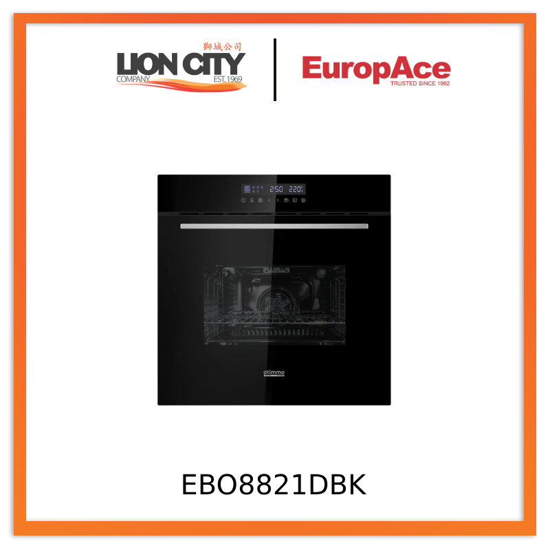 EuropAce EBO8821DBK 60cm 82L Built-In Oven with Touch Control - Perfect for Modern Kitchens, Baking, Roasting & Family Cooking