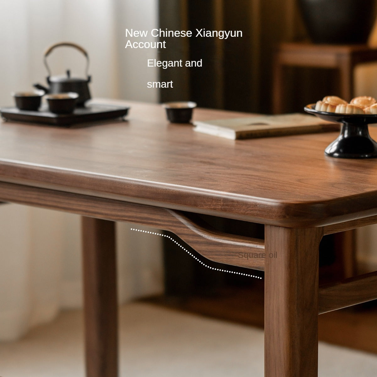Premium Black Walnut & Ash Solid Wood Tea Table - Rustic Modern Coffee Table for Living Room, Lounge, or Office - Handcrafted Hardwood Furniture for Home Decor