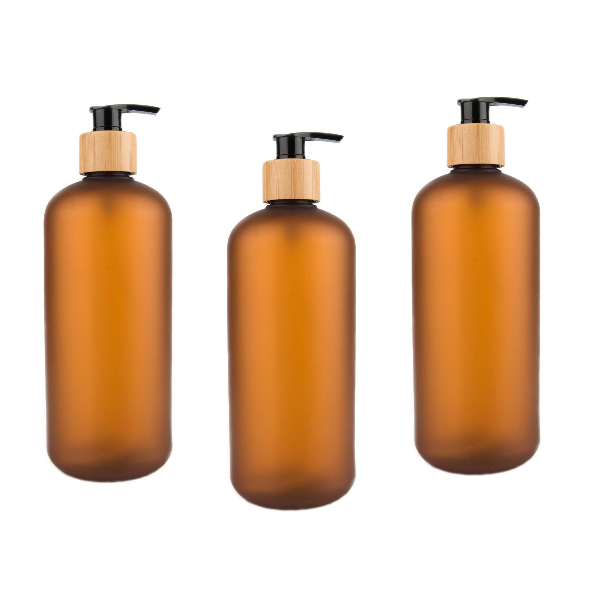500ml Brown Plastic Pump Bottle - Leak-Proof & Durable for Lotion, Shampoo, and Liquid Soap Dispensing - Perfect for Home, Salon, and Travel Use