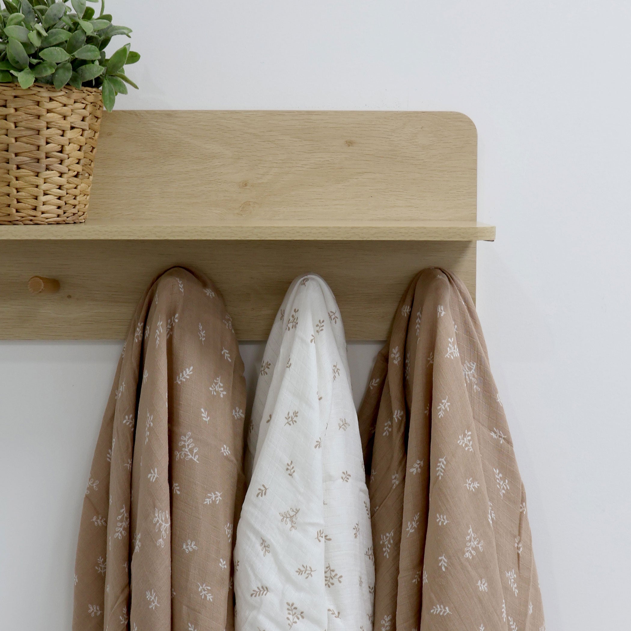 Organic Cotton 3-Pack Muslin Swaddle Wraps for Babies - Soft Breathable Baby Blankets - Chestnut Brown - Perfect for Newborn Swaddling, Nursing Cover & Stroller Blanket