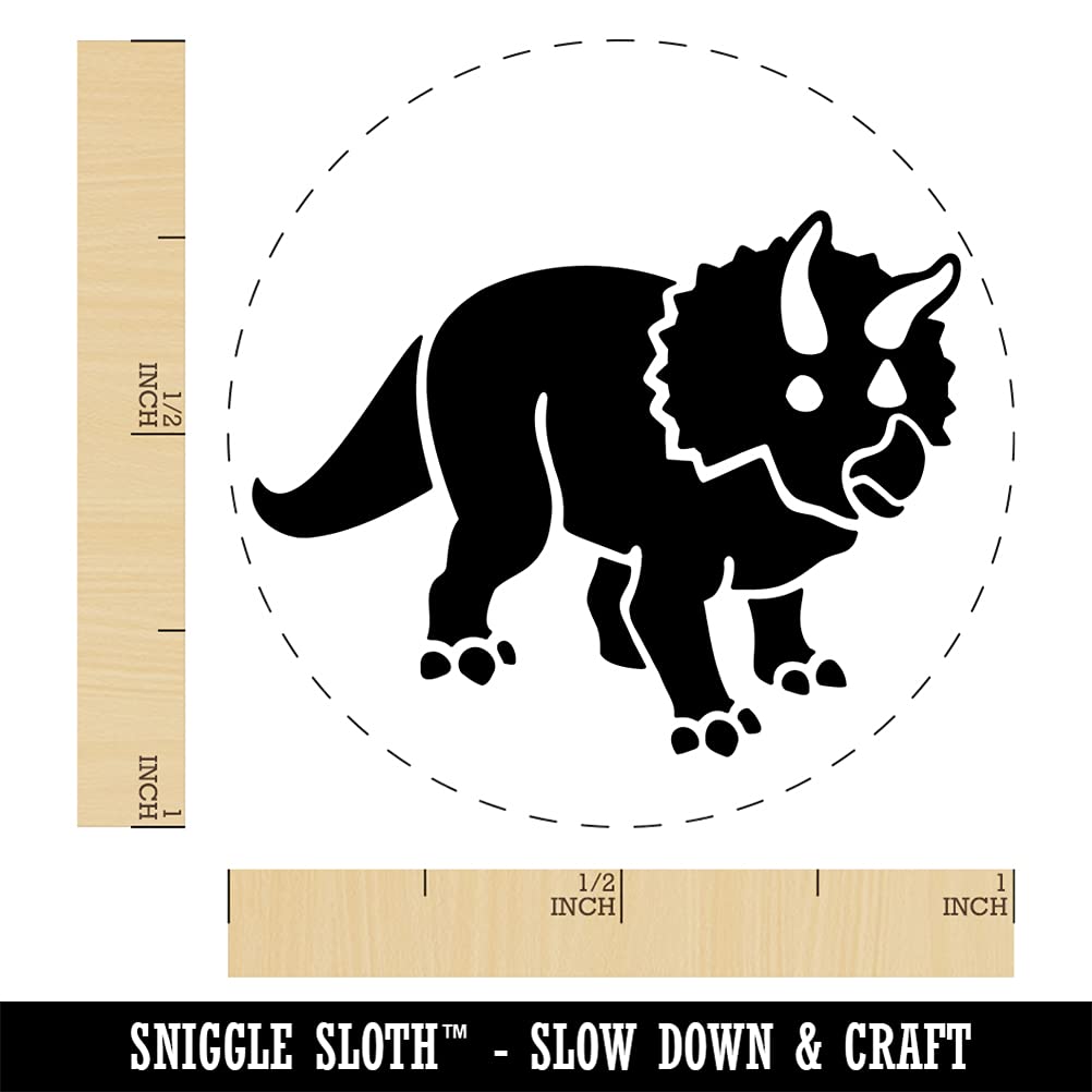 Triceratops Dinosaur Self-Inking Rubber Stamp - 1 Inch Medium Blue Ink Stamp for Crafting, Scrapbooking, Planner Decorations & DIY Projects - Perfect for Journals, Cards, and School Activities