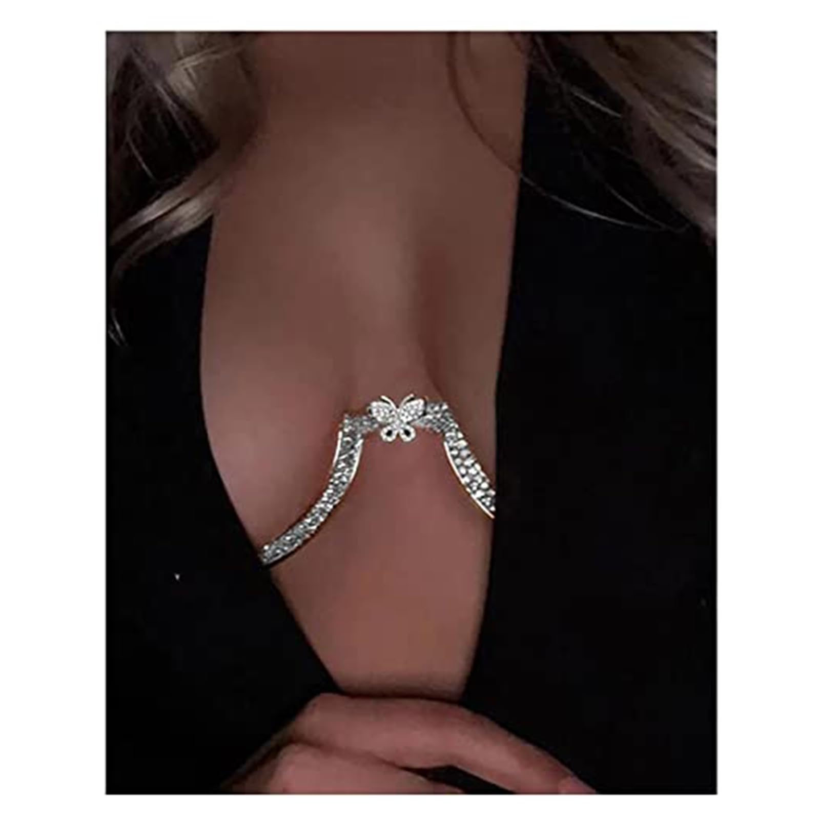 Sparkling Rhinestone Bra Chain - Elegant Crystal Body Jewelry with Butterfly Design for Women | Perfect for Bikini, Beach Parties & Festival Accessories
