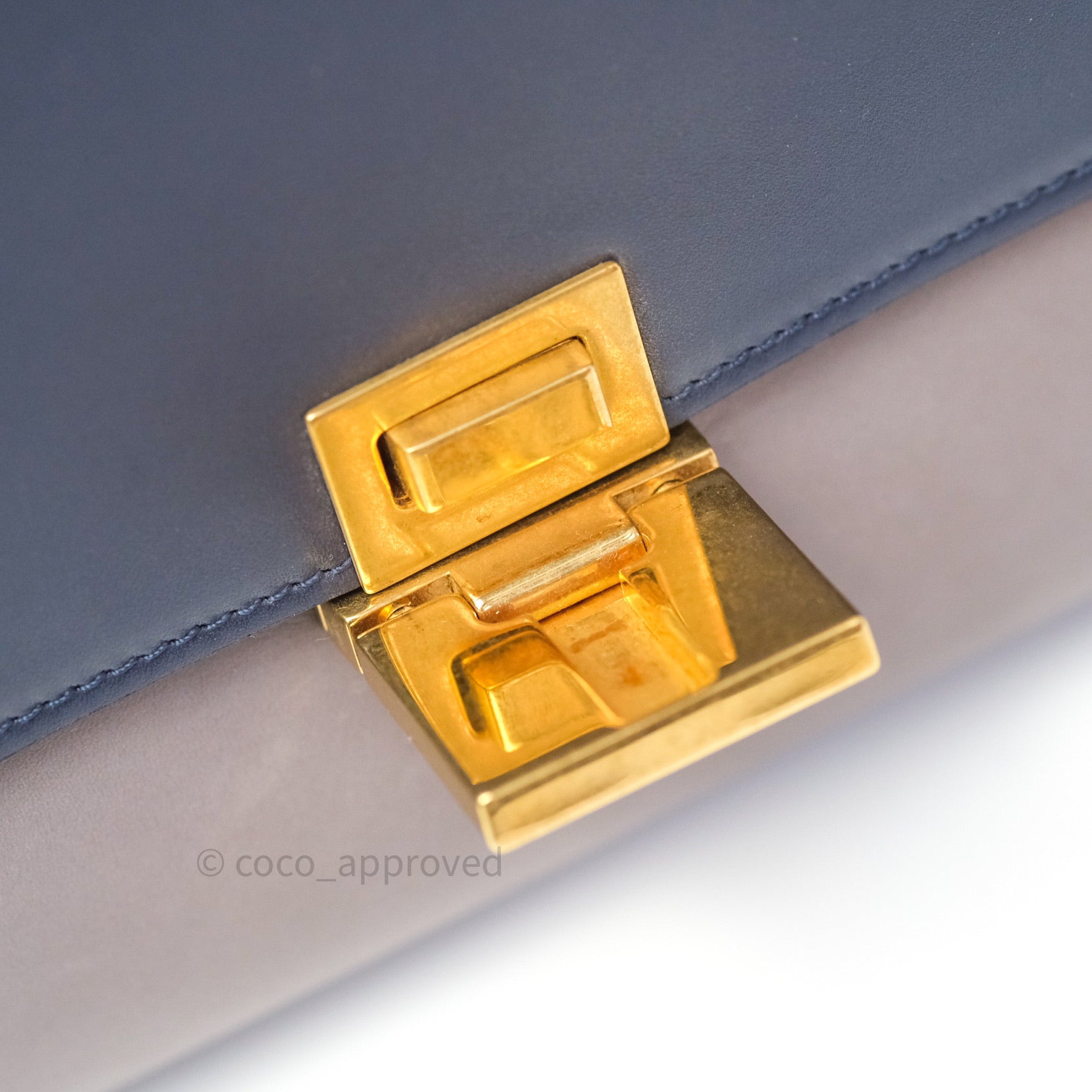 Celine Small Tri Color Trapeze Bag in Sleek Calfskin Leather - Dark Blue Crossbody Purse for Women | Perfect for Work, Travel & Evening Events