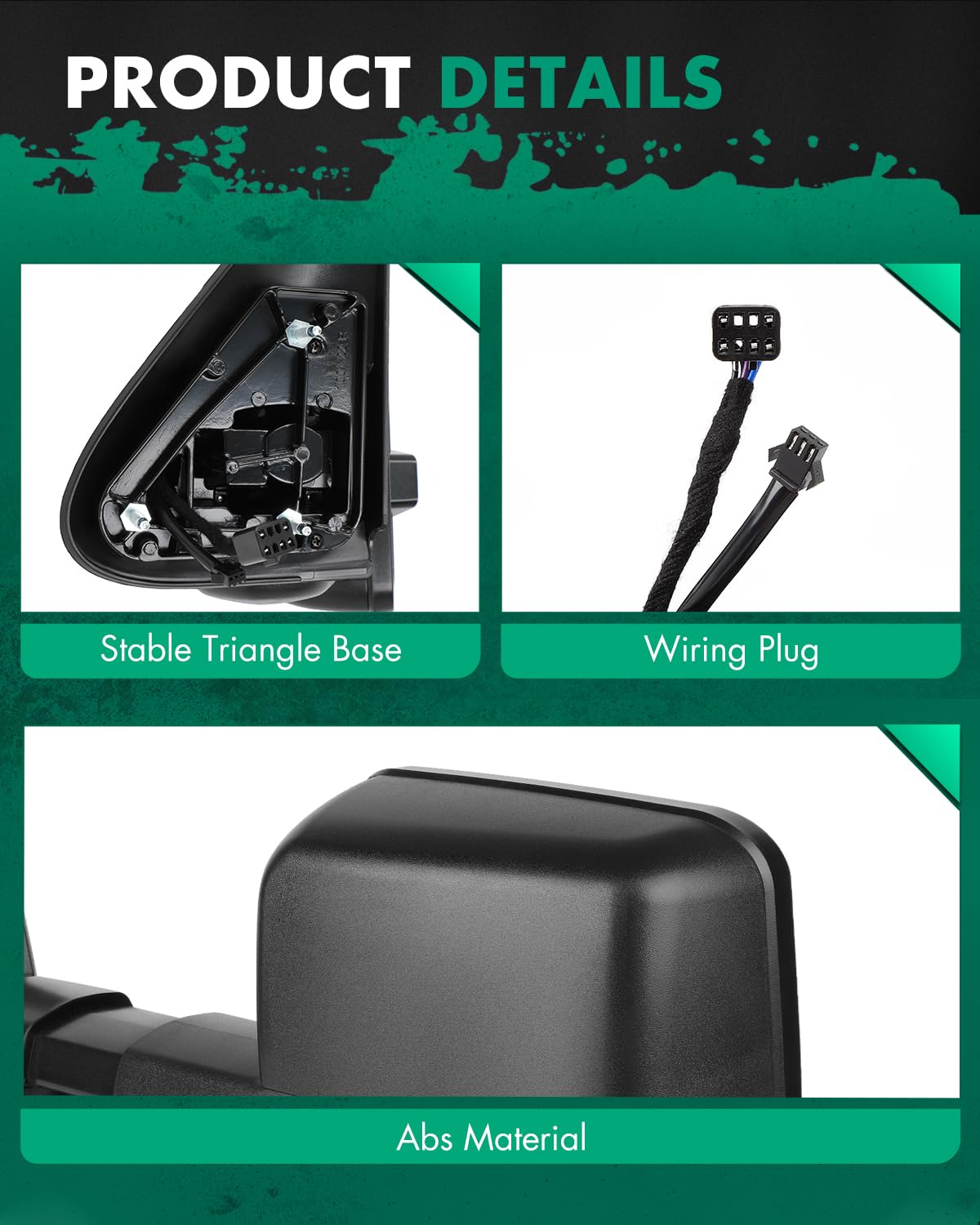 SCITOO Black Towing Mirrors with Dynamic Running Lights & LED Turn Signals - Compatible with 1999-2002 Chevy Silverado/GMC Sierra 1500/2500/3500 - Power Adjustable, Heated & Reverse Lights - Perfect for Towing, Off-Roading & Night Driving