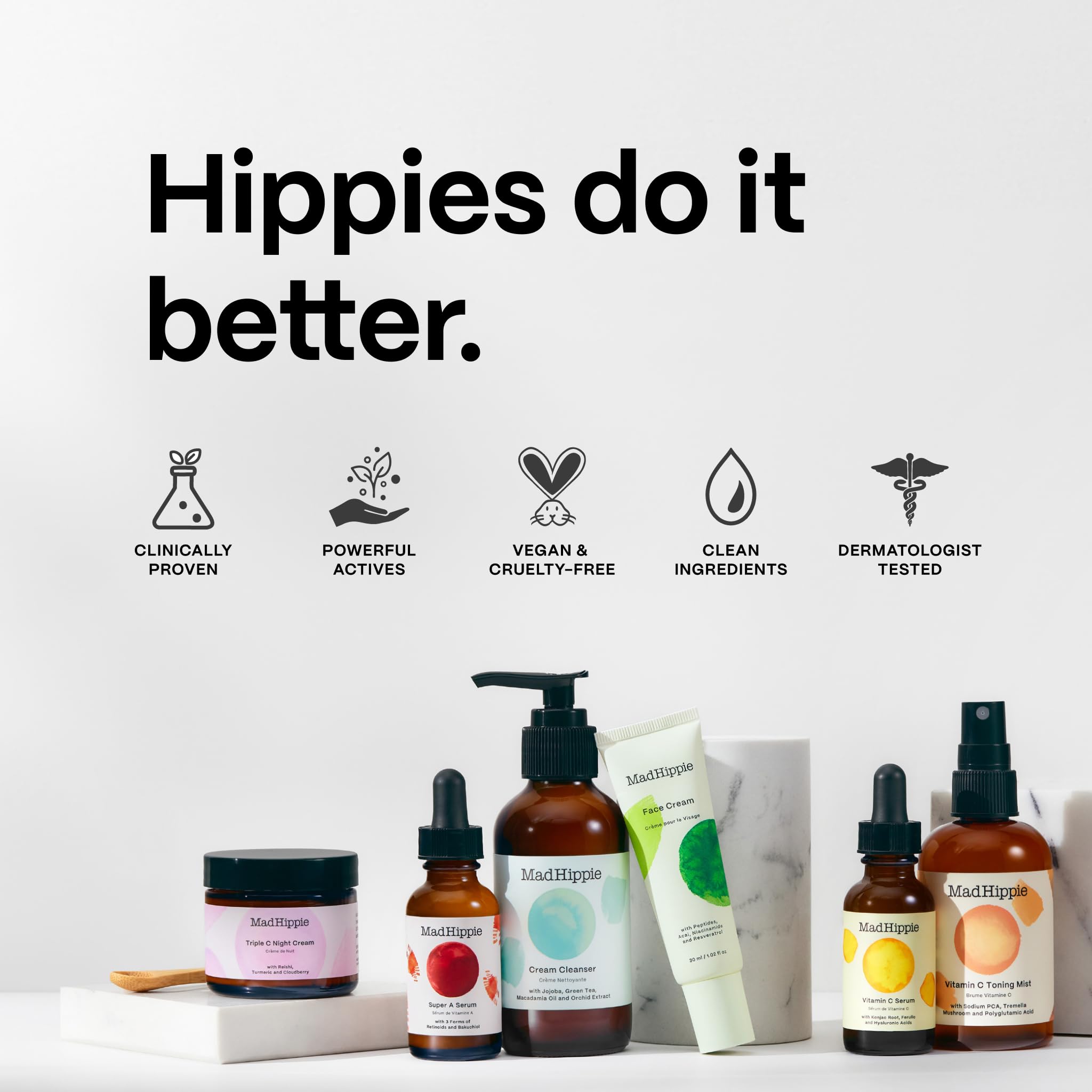 Mad Hippie Corrective Peptide Serum - Anti-Wrinkle Face Cream for Women & Men | Skin Tightening Facial Serum with Collagen Boosting Peptides | 1.02 Fl Oz | Perfect for Daily Skincare Routine & Reducing Fine Lines