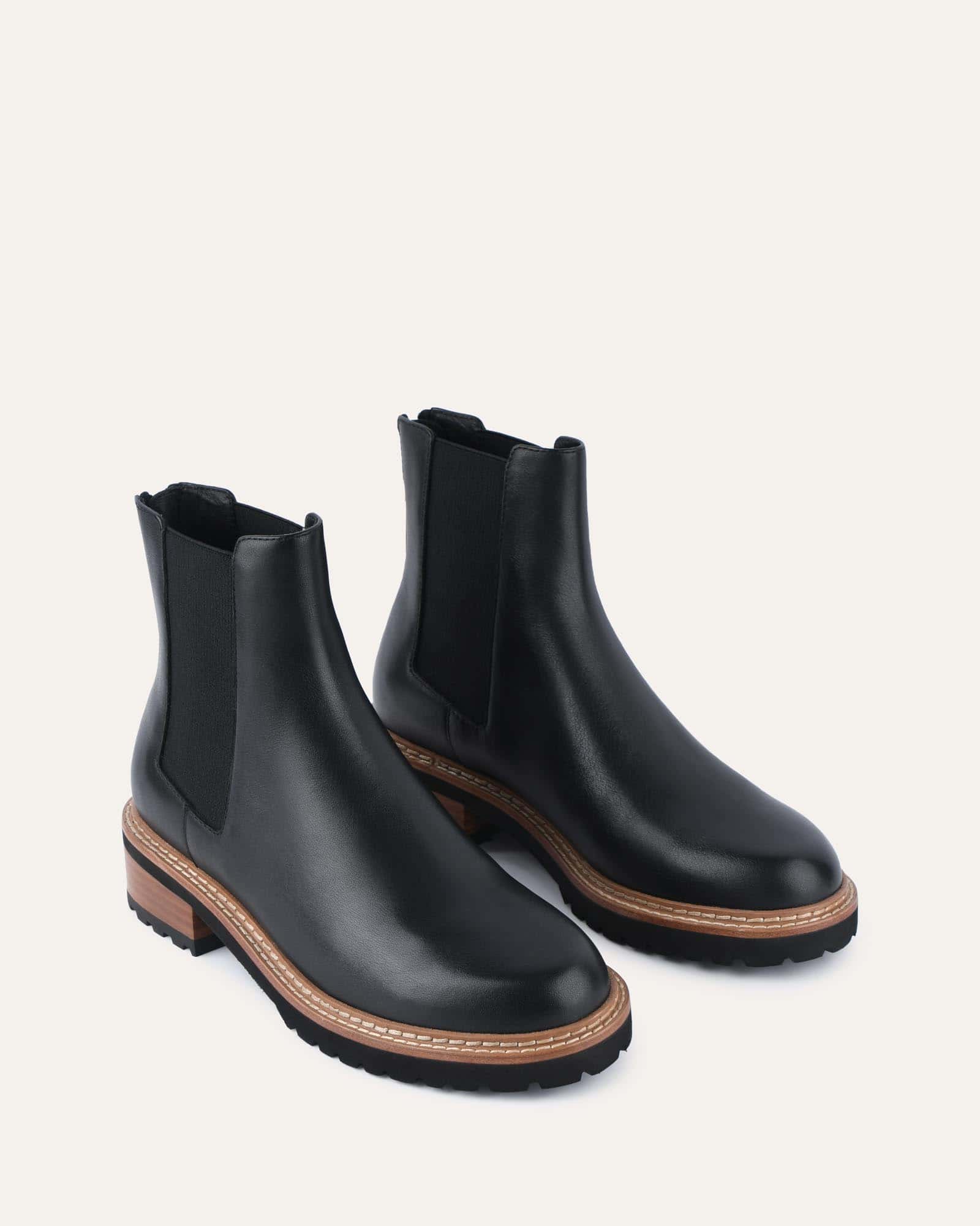 SAMIRA Women's Black Leather Flat Ankle Boots - Comfortable & Stylish for Casual Wear, Office & Everyday Outfits