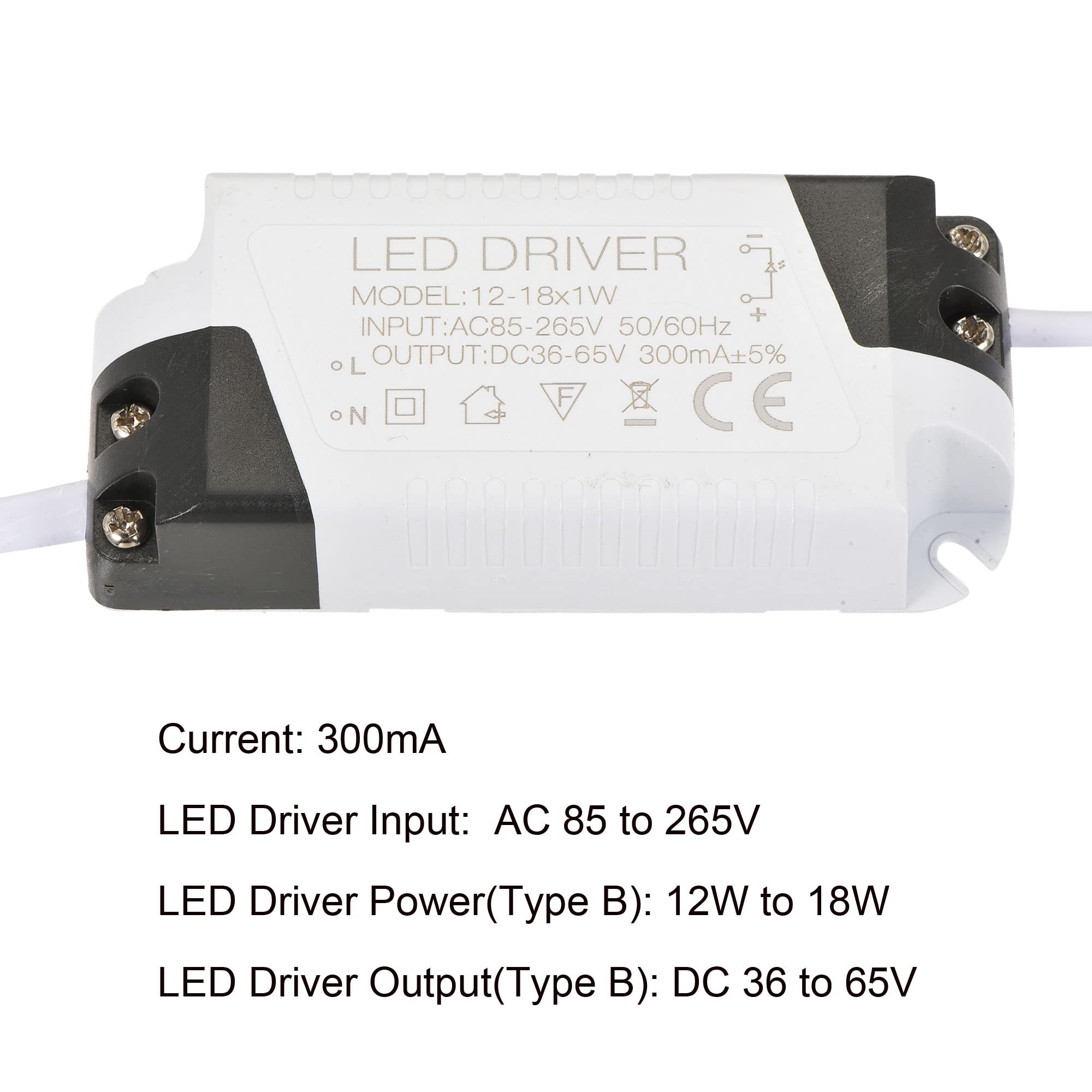 Meccanity 300mA LED Driver - AC 85-265V Input External Power Supply for LED Ceiling Lights with DC Connector (3-Pack) - Perfect for Home, Office & Commercial Lighting Projects