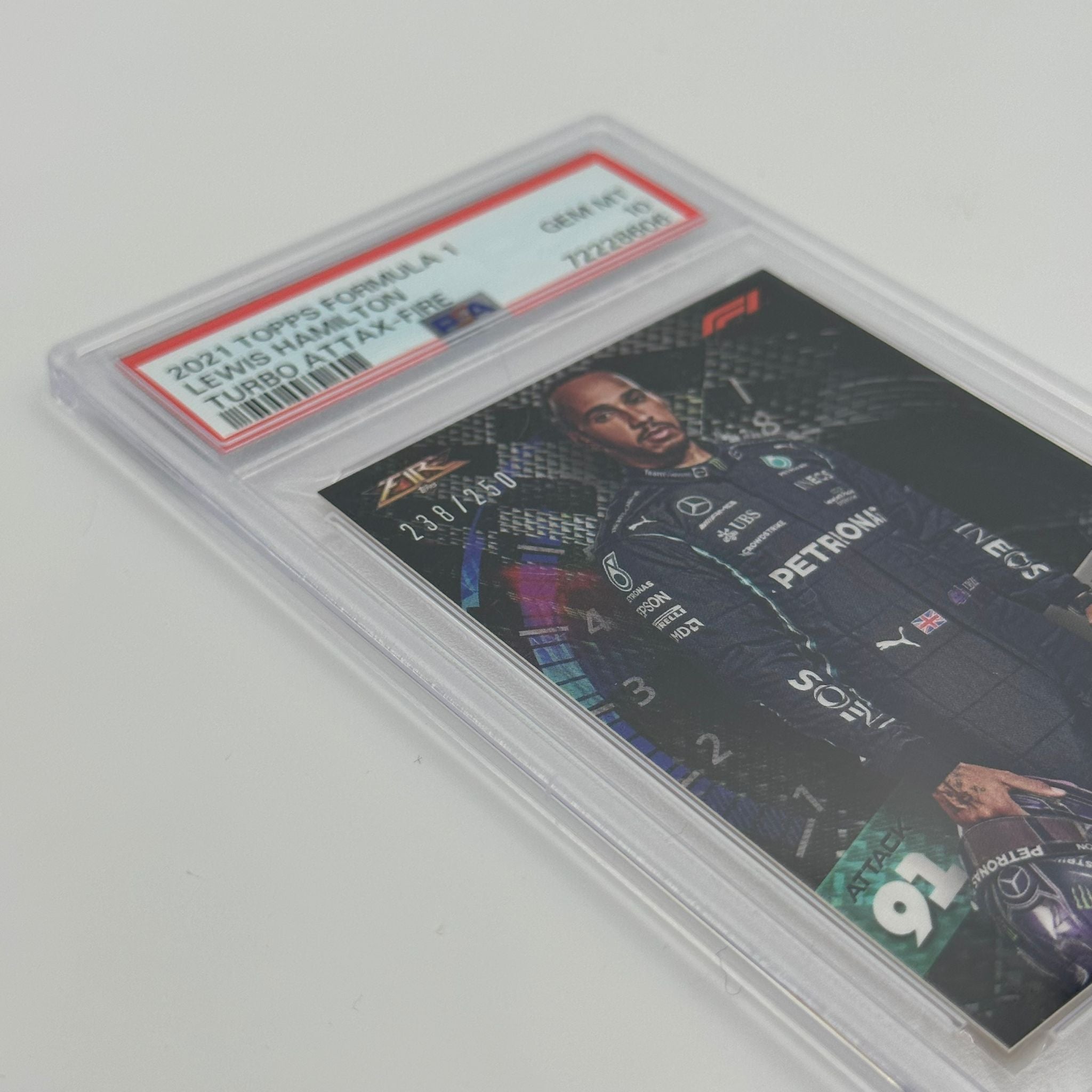 PSA 10 Lewis Hamilton 2022 Fire Racing Card #/250 - Rare Collectible for F1 Fans & Sports Memorabilia Enthusiasts | Perfect for Display, Trading, and Investment